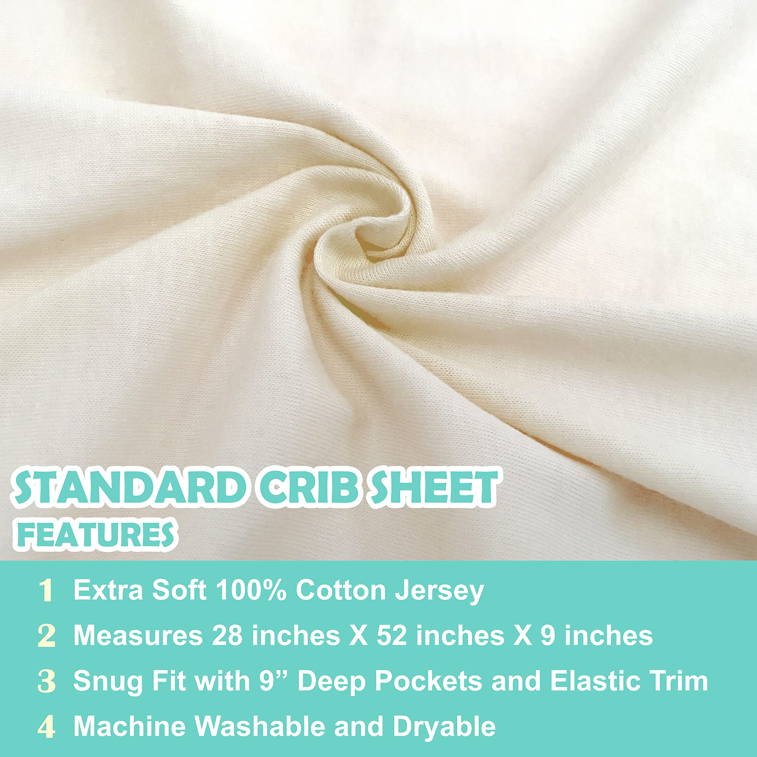 TL Care Fitted Crib Sheet 28 x 52, Soft Breathable Neutral 100% Cotton Jersey Sheet, Cream, for Boys and Girls, Fits Crib and Toddler Bed mattresses