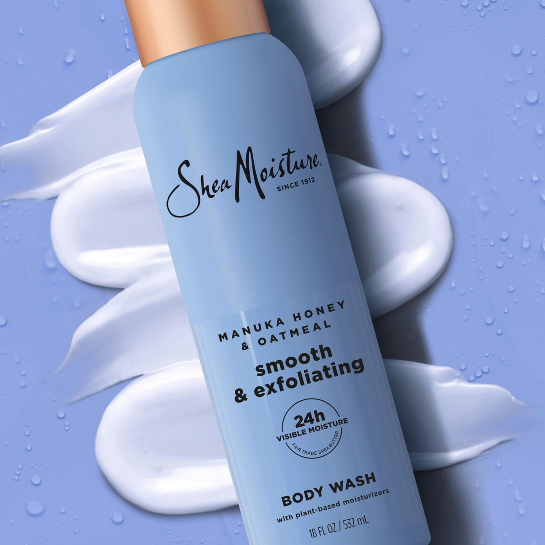 SheaMoisture Manuka Honey Oatmeal Body Wash Smooth & Exfoliating Smooth and Exfoliating body wash for 24H Visible Moisture for Healthy, Glowing Skin 18 oz