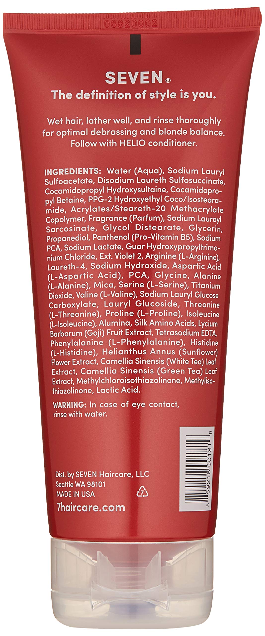 SEVEN Hair Care Rinzu Helio Violet Shampoo for Women & Men with Green Tea & Amino Acid, Purple Shampoo for Blonde Hair & Brassiness, Sulfate + Paraben Free, Cruelty Free, Made in USA, 7 oz