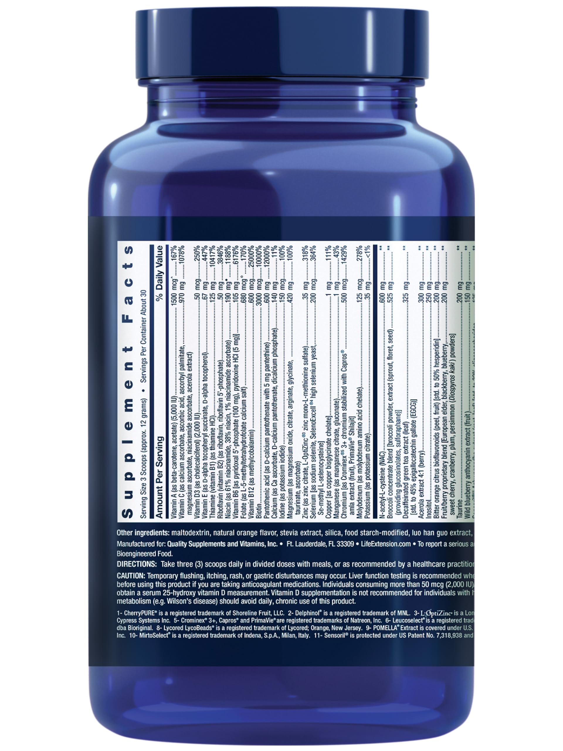 Life Extension Mix™ Powder, high Potency, Advanced Vitamin, Mineral, Fruit & Vegetable Formula, Vitamin B, C, D, E, Magnesium, for Whole-Body Health, Healthy Aging, Gluten-Free, 12.70 oz