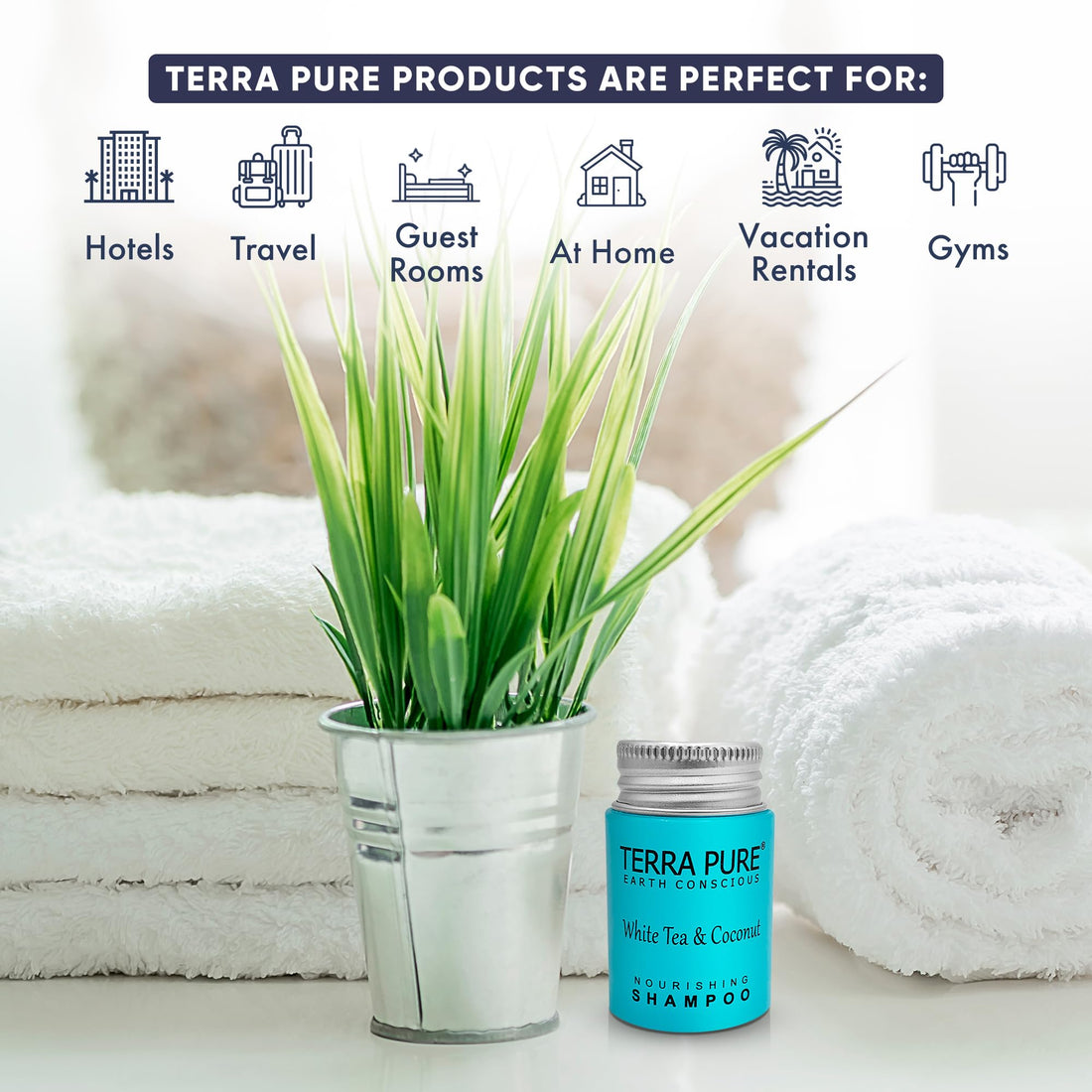 Terra Pure White Tea & Coconut Shampoo, Travel Size Hotel Amenities, 1 oz. (Case of 300)