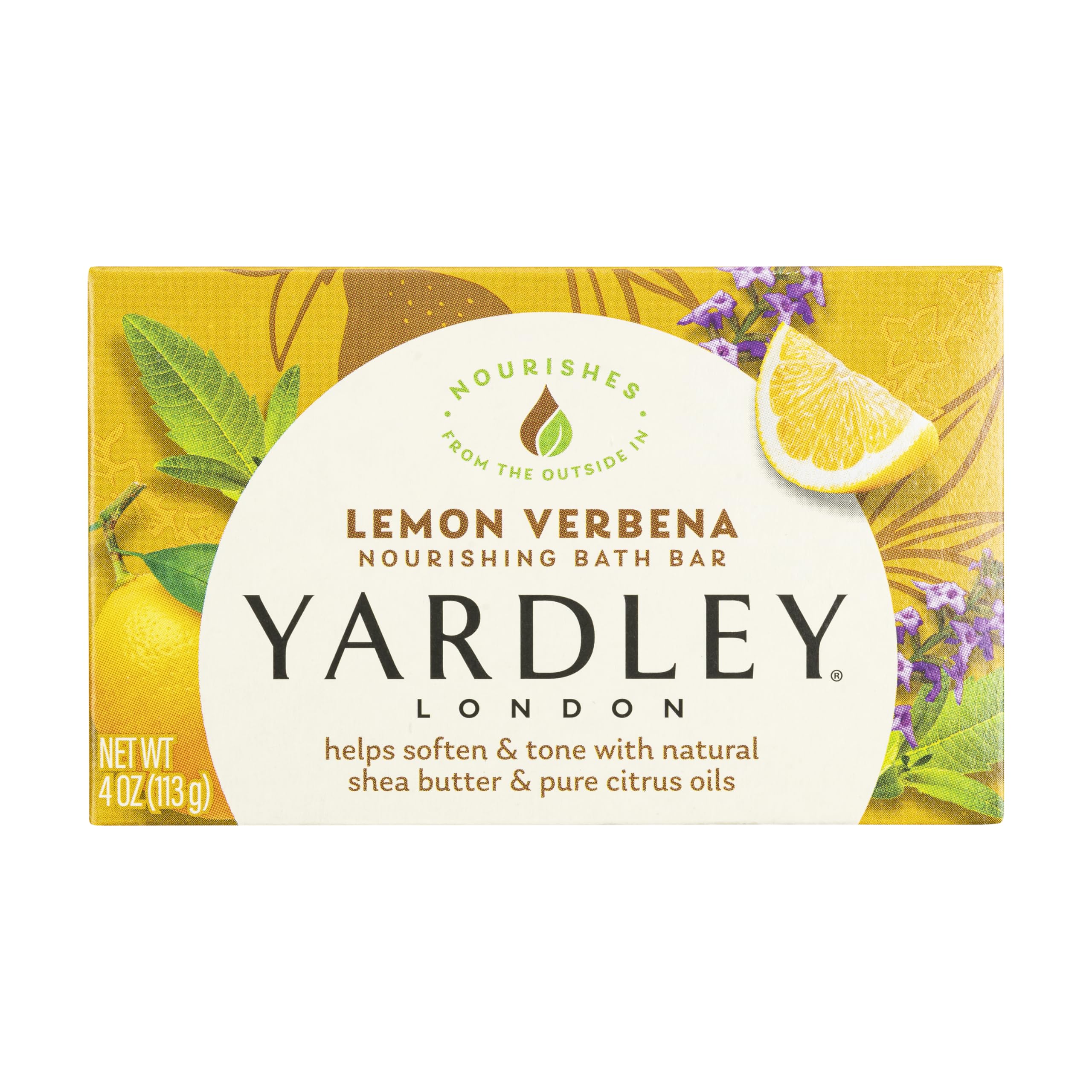 Yardley London Lemon Verbena Naturally Moisturizing Bath Bar, 4 ounce