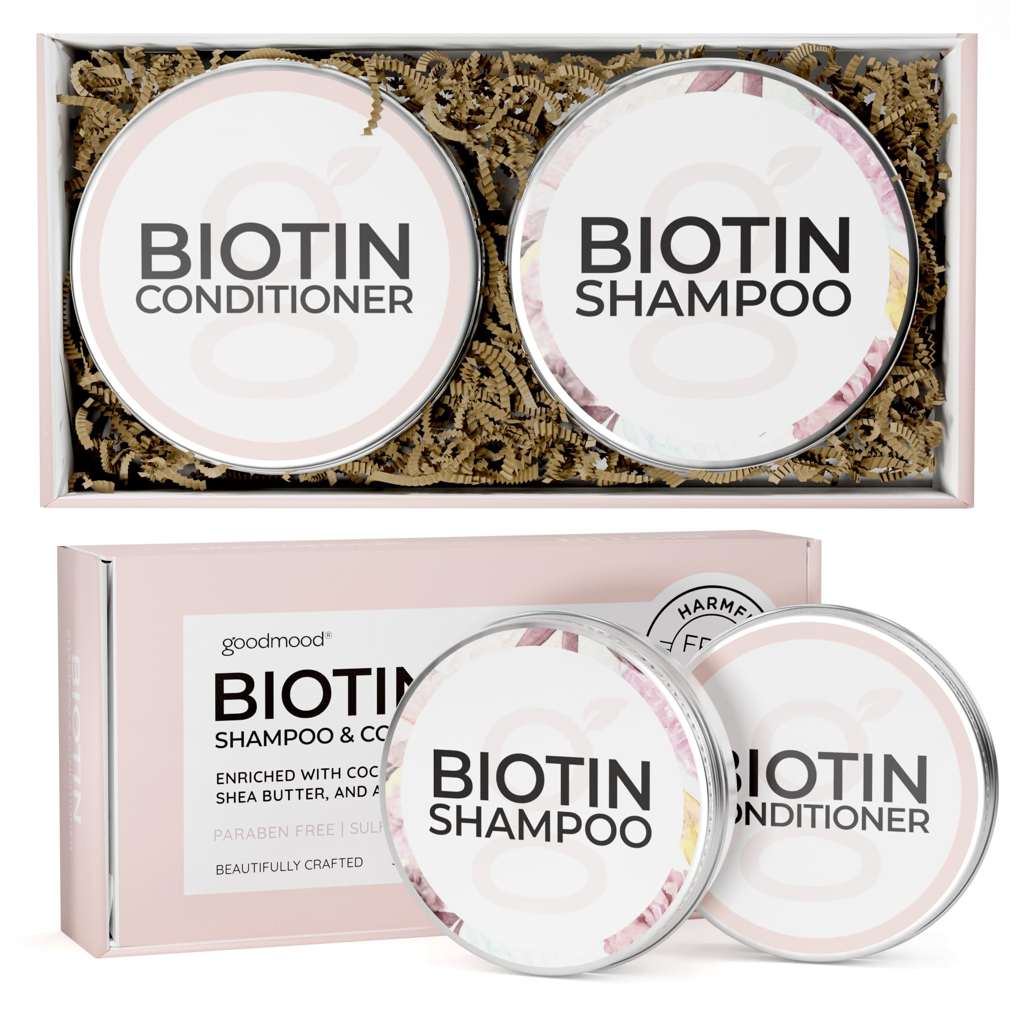 GoodMood Biotin Shampoo and Conditioner Bars for Hair Growth - Solid Set to Combat Thinning Hair Loss