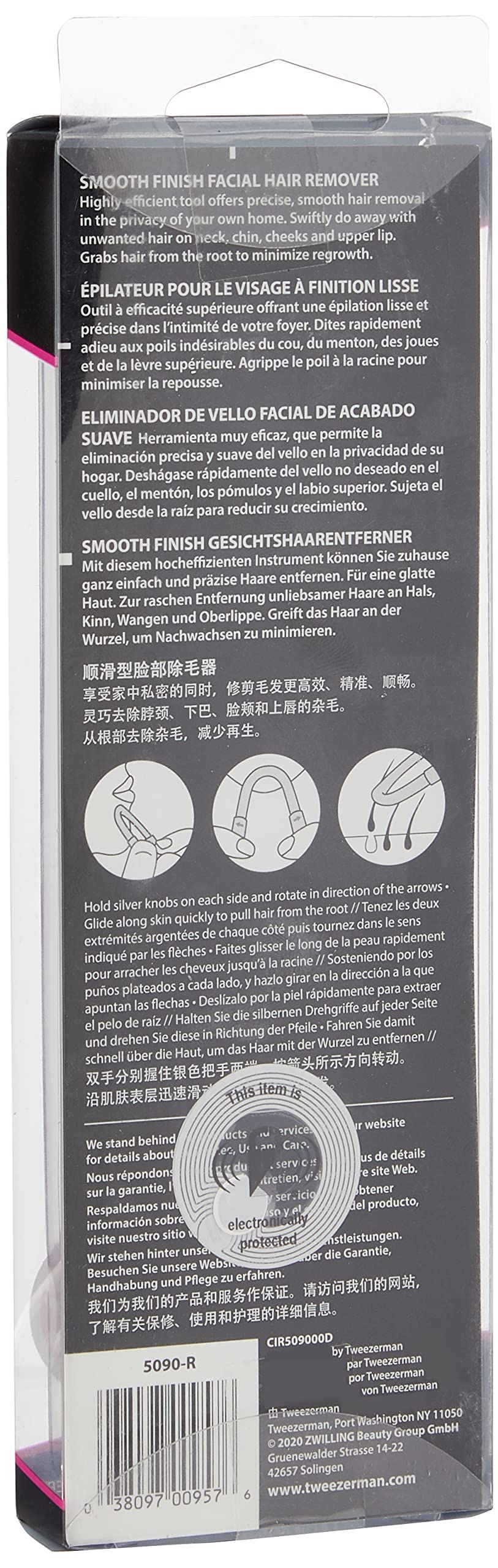 Tweezerman Smooth Finish Facial Hair Remover with Free Tweezerette, Pink