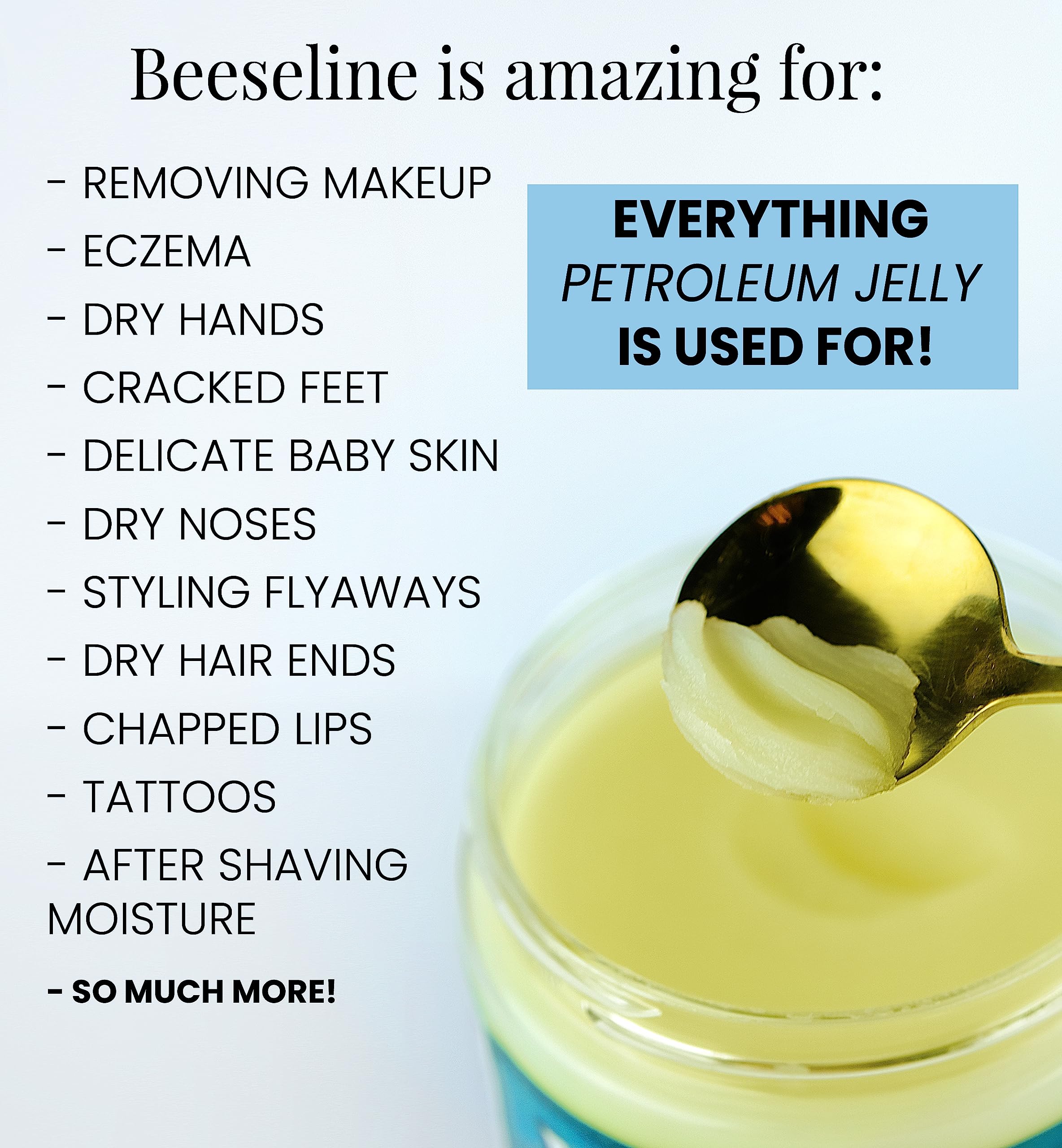 Beeseline Original - 100% Natural & Hypoallergenic Alternative to Petroleum Jelly - Lips, Hands, Baby, Makeup Remover and More (Glass Jar) (2 oz)