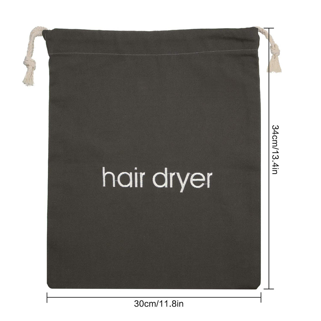 Bememo Hair Dryer Bags Cotton Drawstring Bag Container Hairdryer Bag, 11.8 by 13.8 Inch (Dark Gray)