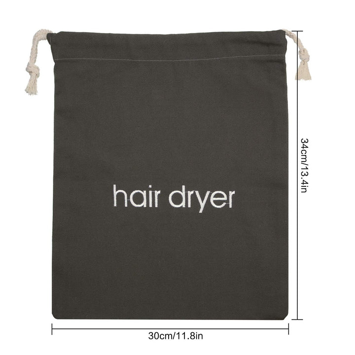 Bememo Hair Dryer Bags Cotton Drawstring Bag Container Hairdryer Bag, 11.8 by 13.8 Inch (Dark Gray)