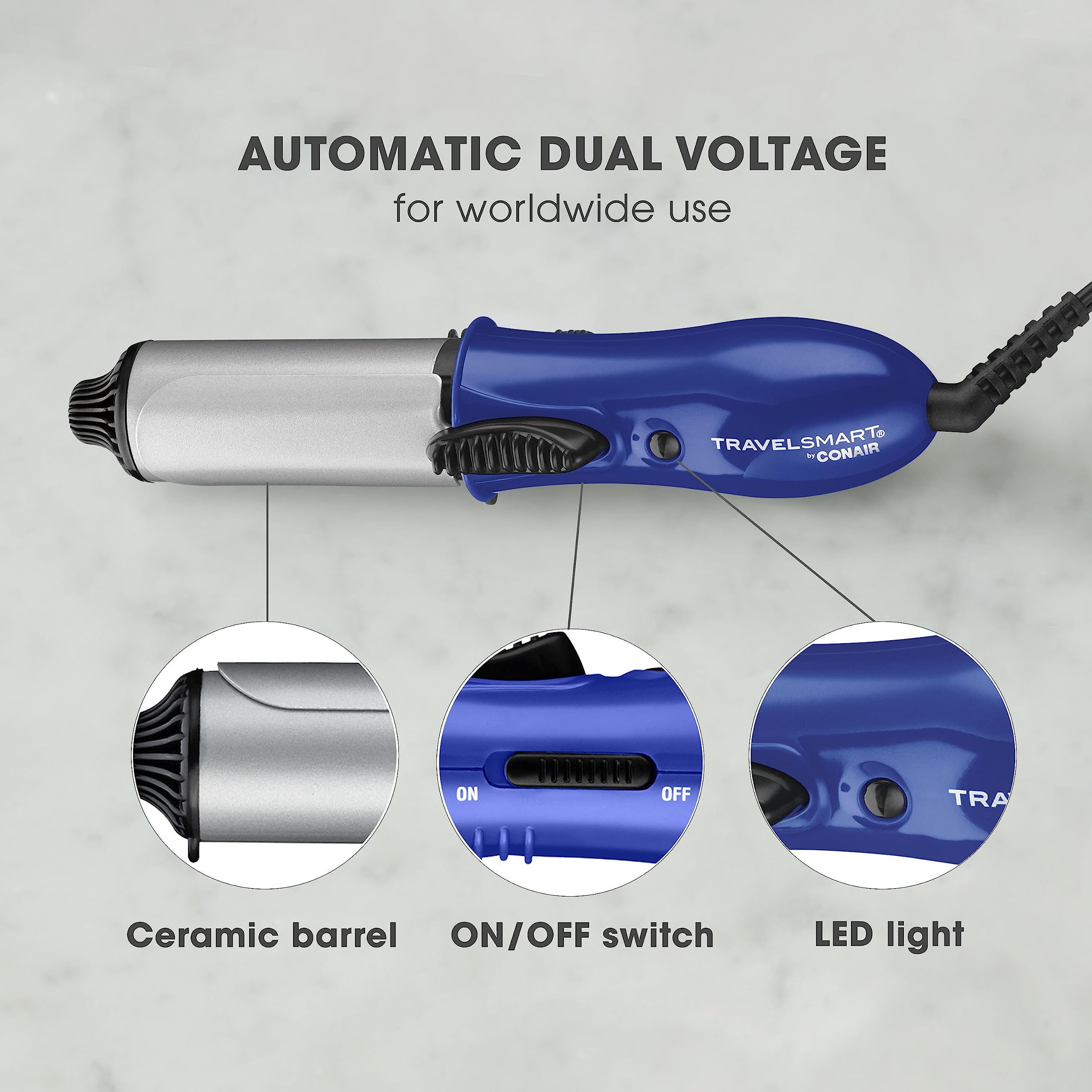 Conair Travel Smart 1 Ceramic Mini Curling Iron, Multi