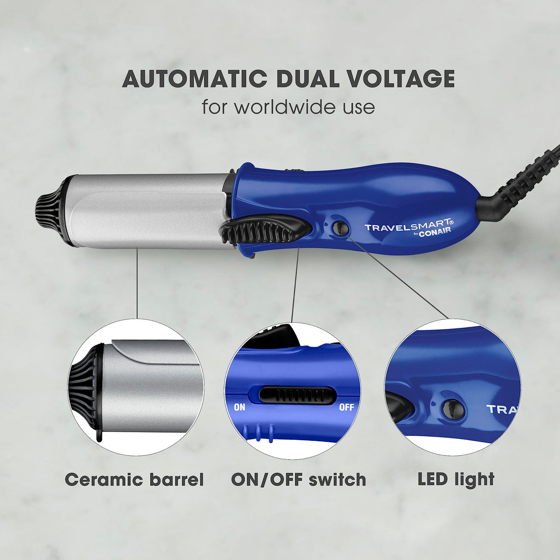 Conair Travel Smart 1 Ceramic Mini Curling Iron, Multi