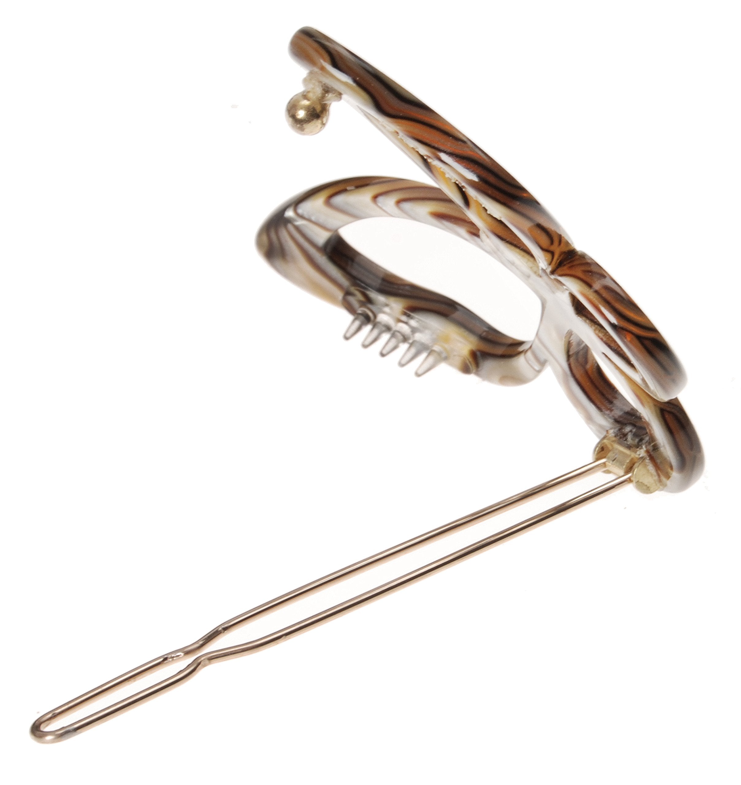 France Luxe Large Cutout Butterfly Tige Boule Barrette - Onyx