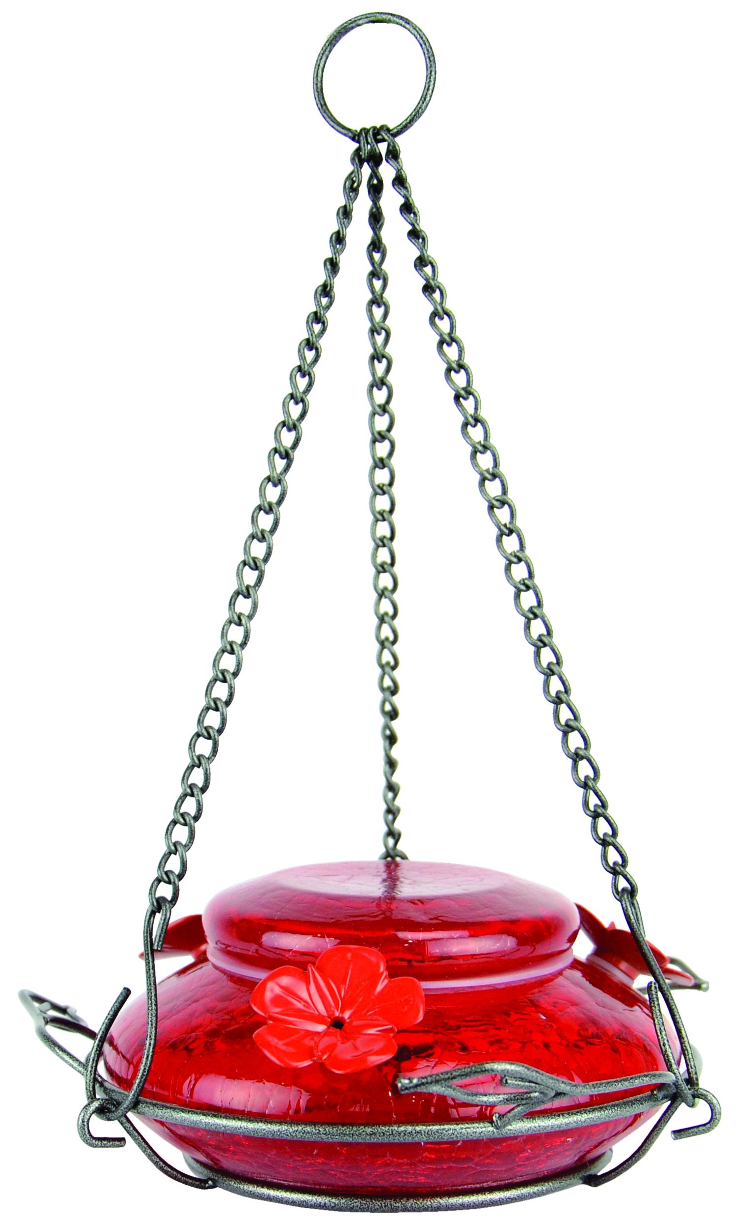 Nature's Way Bird Products MHF4 Hand Blown Garden Top Fill Hummingbird Feeder, 16 oz Capacity, Red