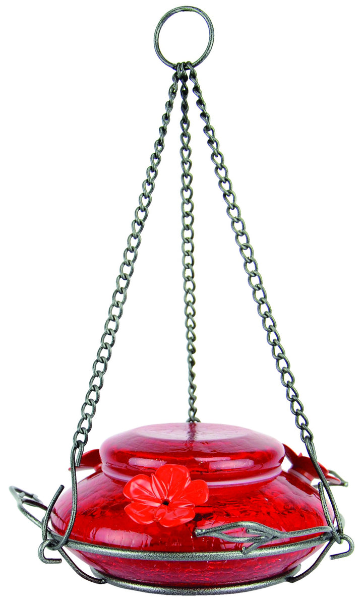 Nature's Way Bird Products MHF4 Hand Blown Garden Top Fill Hummingbird Feeder, 16 oz Capacity, Red