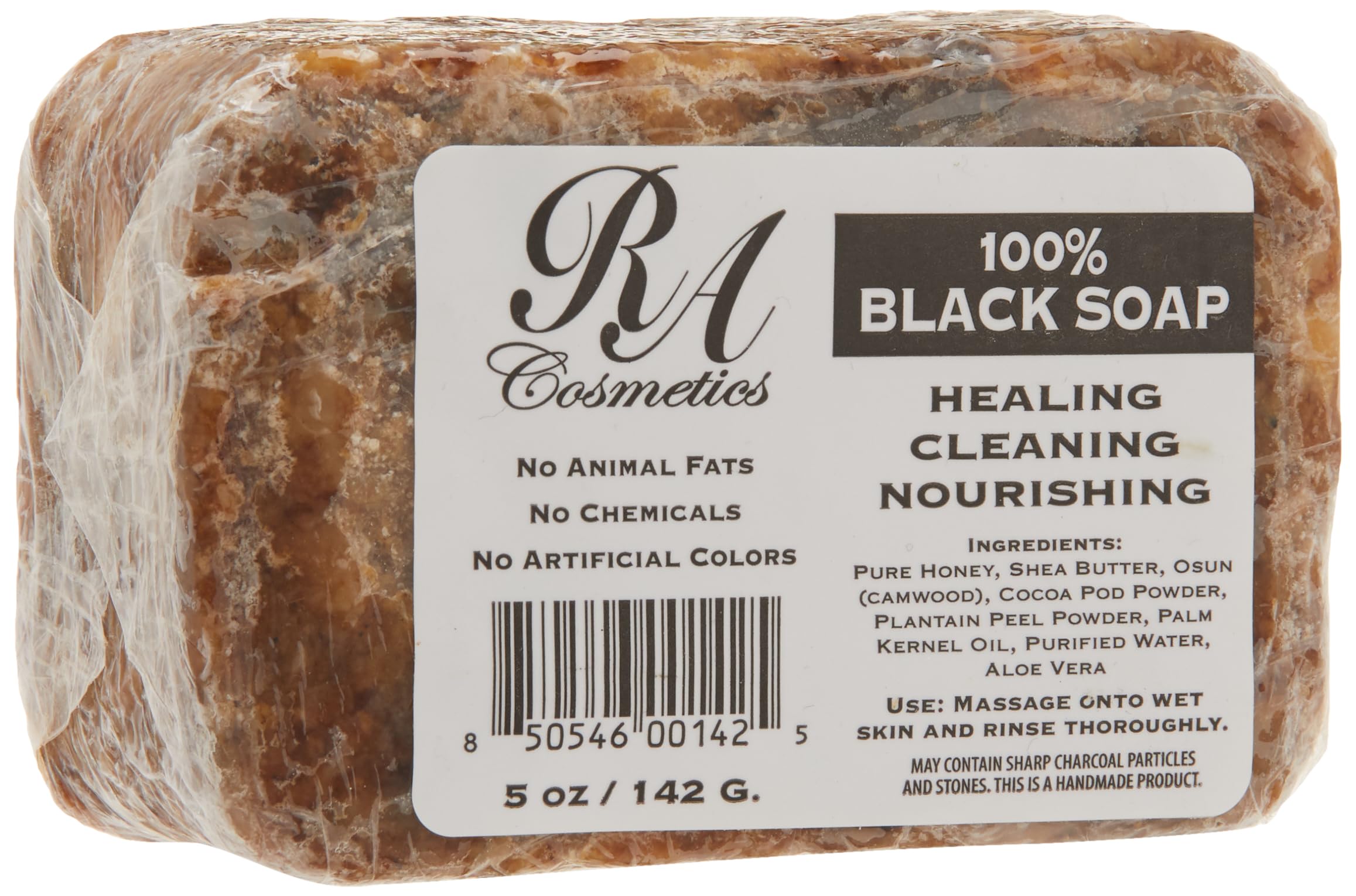 RA Cosmetics 100% Black Facial Soap Natural Healing Cleansing Bar by RA Cosmetics