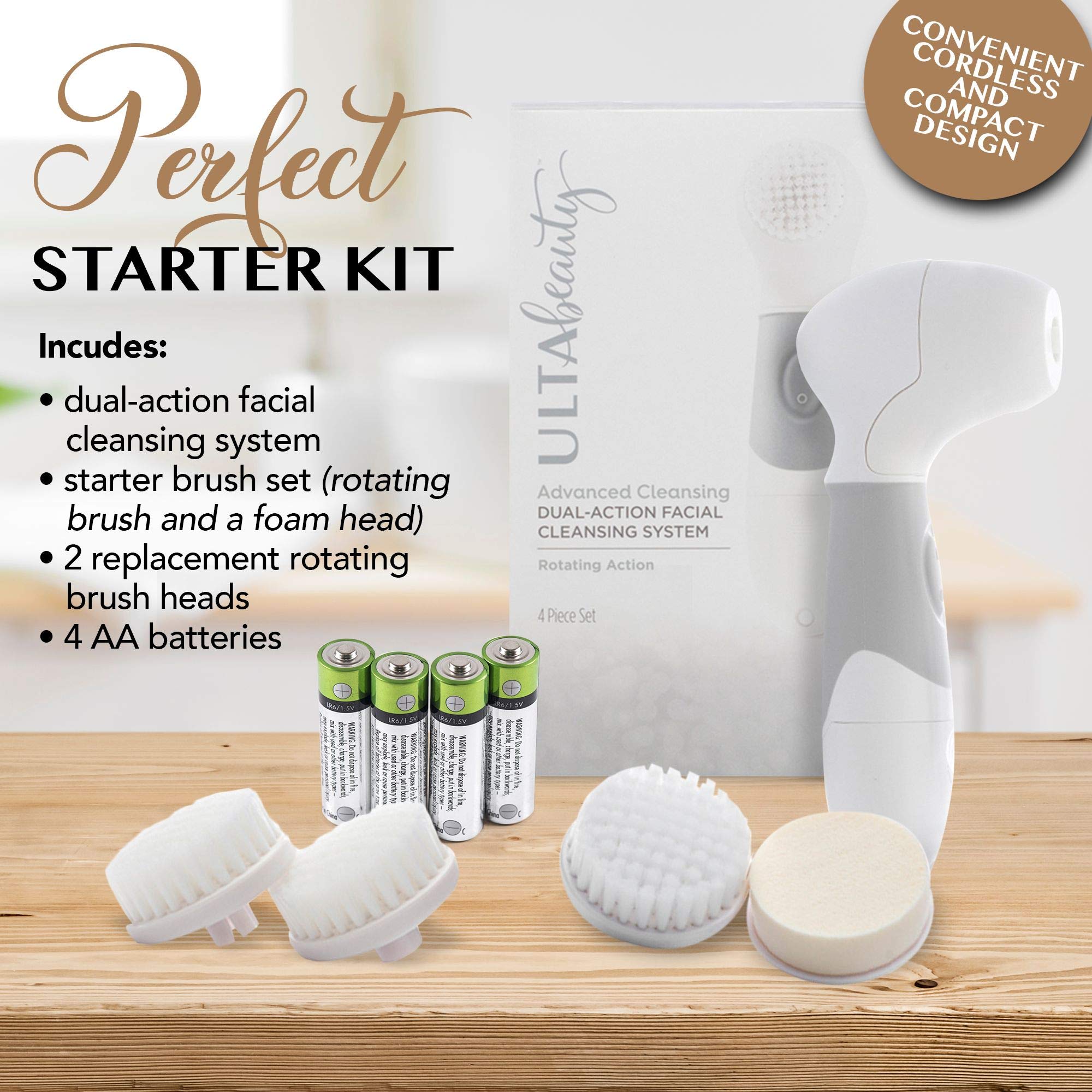 ULTA Beauty Advanced Cleansing Dual-Action Facial Cleansing System and One Set Replacement Brushes