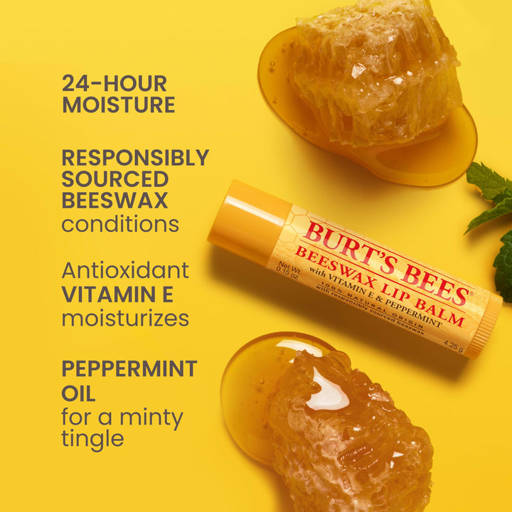 Burt's Bees Lip Balm - Original Beeswax, Lip Moisturizer With Responsibly Sourced Beeswax, Tint-Free, Natural Origin Conditioning Treatment, 2 Tubes, 0.15 oz.