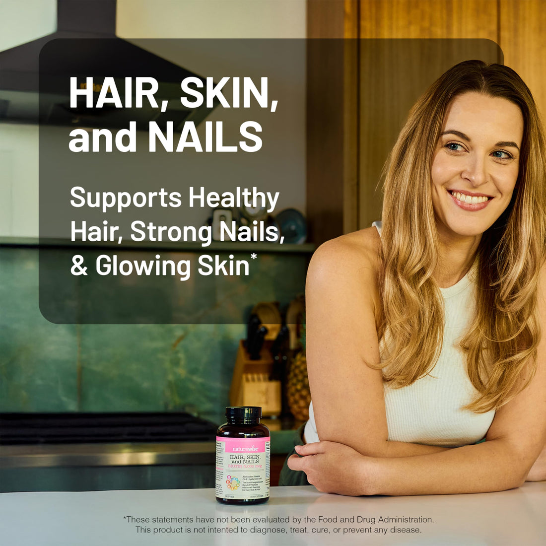 NatureWise Hair Skin and Nails Vitamin, Biotin 5000mcg w/Hyaluronic Acid, Collagen for Women with C, B Complex, D3, A, E, Iron - Non-GMO, Gluten Free - 540 Softgels[6-Month Supply]