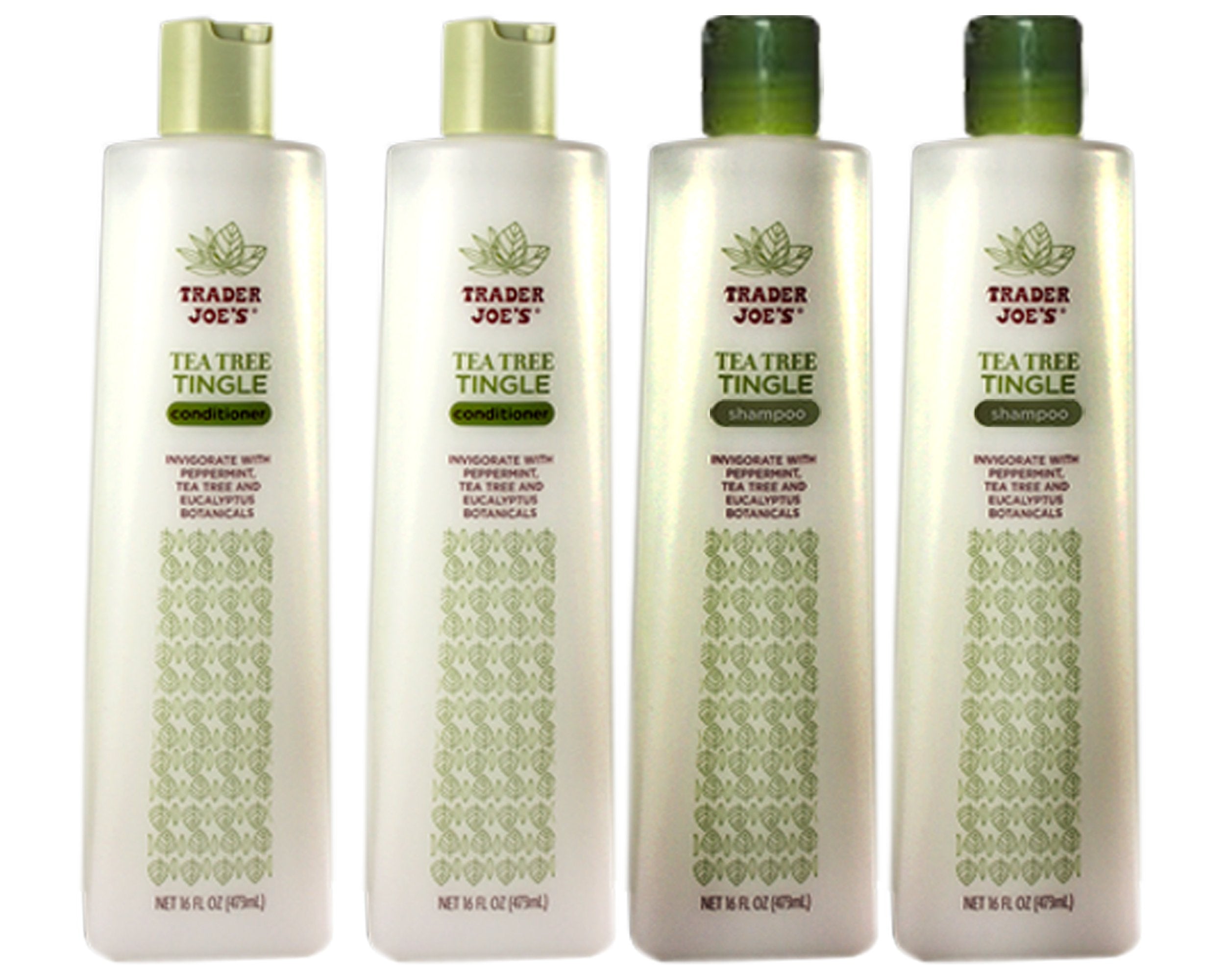 Trader Joe's Tea Tree Tingle Moisturizing Shampoo & Conditioner 4 Pack (2 Each) - CRUELTY FREE