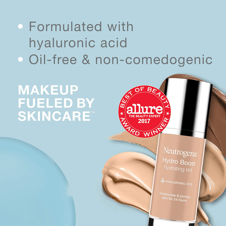 Neutrogena Hydro Boost Hydrating Tint with Hyaluronic Acid, Lightweight Water Gel Formula, Moisturizing, Oil-Free & Non-Comedogenic Liquid Foundation Makeup, 135 Chestnut Color 1.0 fl. oz