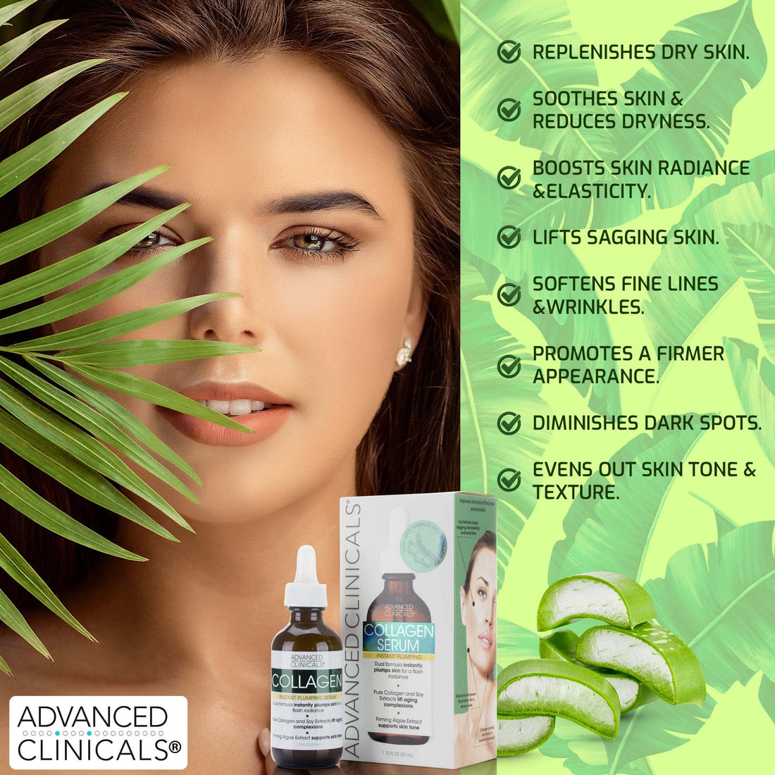 Advanced Clinicals Collagen Instant Plumping Serum For Fine Lines And Wrinkles. 1.75 Fl Oz.