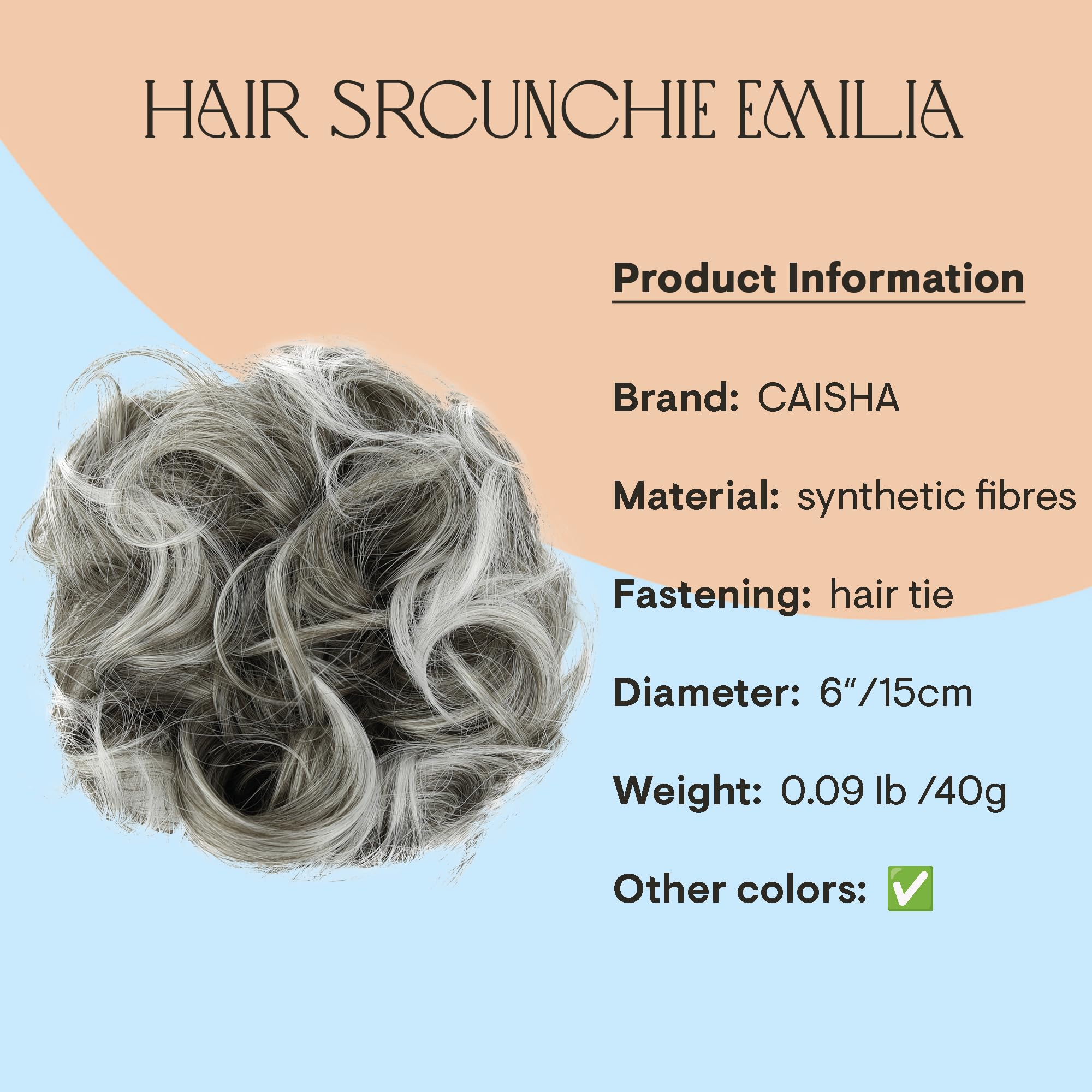 gray mix 18T white G19E : PRETTYSHOP Hairpiece Hair Rubber Scrunchie Scrunchy Updos VOLUMINOUS Curly Messy Bun gray mix G19E