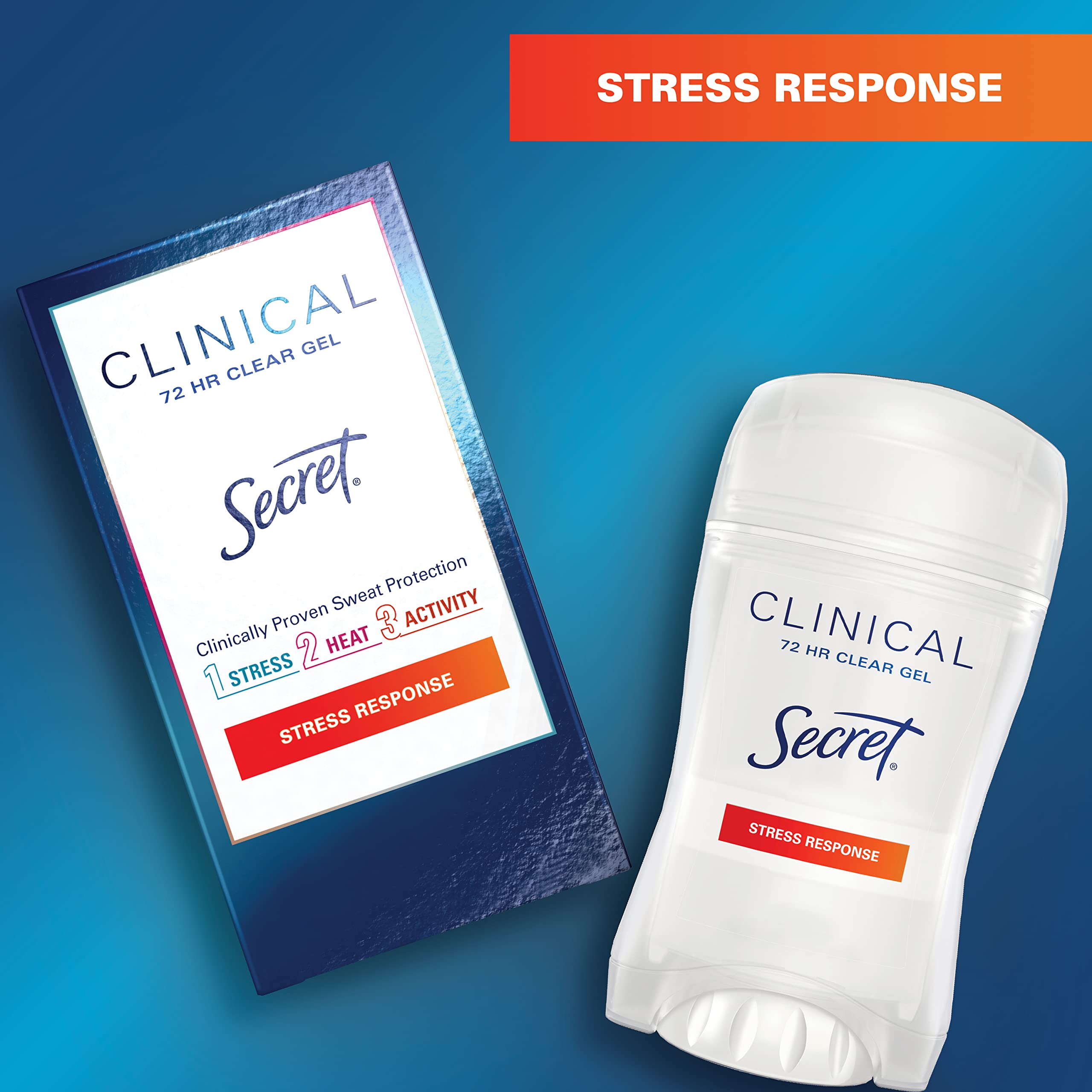 Secret Clinical Strength Clear Gel Women's Antiperspirant and Deodorant Stress Response, 1.6 Ounce (Pack of 3)