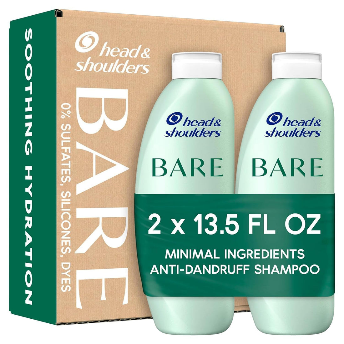 Head & Shoulders BARE Dandruff Shampoo Twin Pack, Sulfate-Free, Silicion-Free, Dye-Free, Eco-Friendly Bottles, Safe for All Hair Types, 13.5 Fl Oz Each (Set of 2)