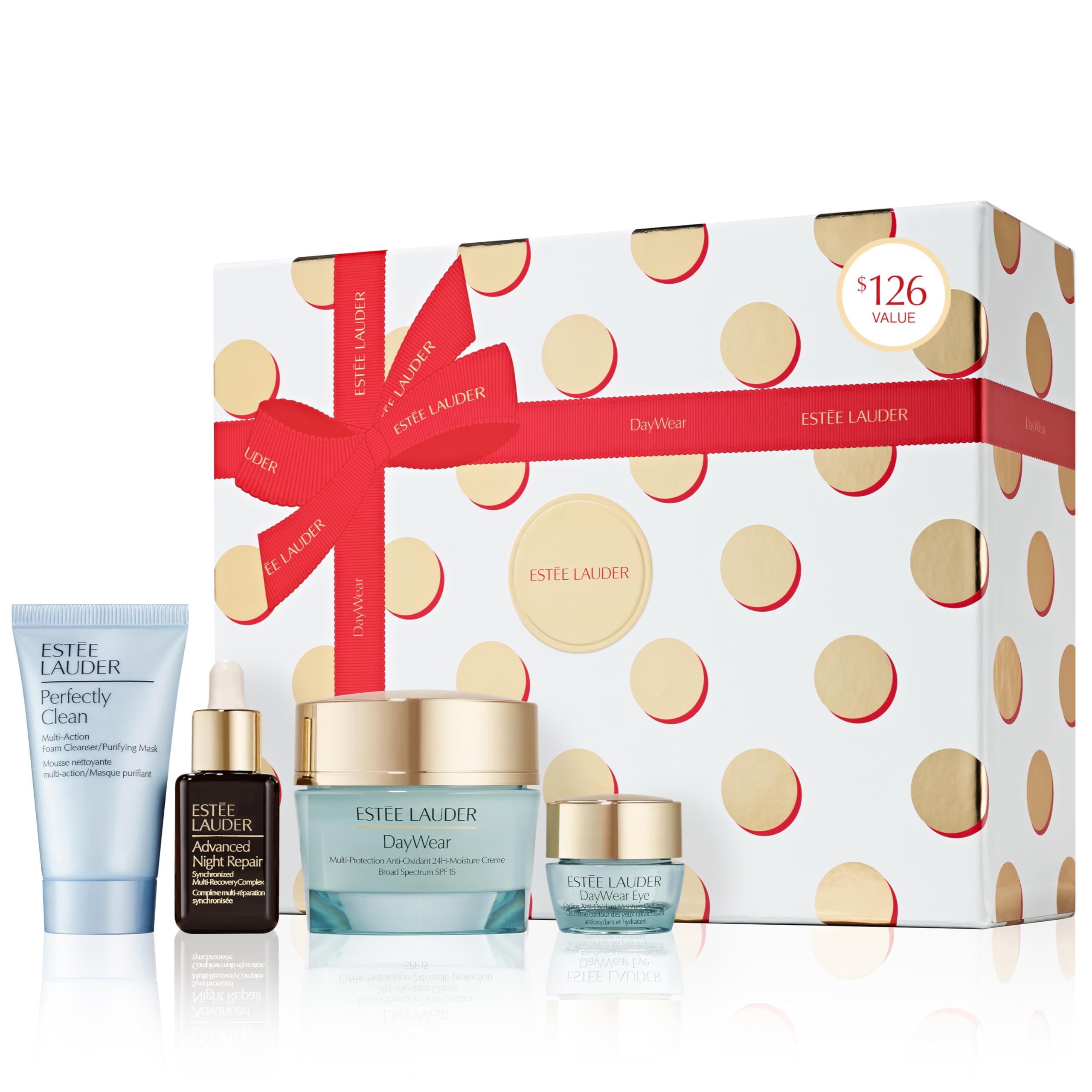 Estée Lauder DayWear Moisturizer Holiday Skincare Gift Set | The Hydrating Routine | Includes Full-Size Moisturizer 1.7 Ounce + Cleanser 1 Fl Oz, Eye Cream 0.17 Ounce, Face Serum 0.5 Fl Oz