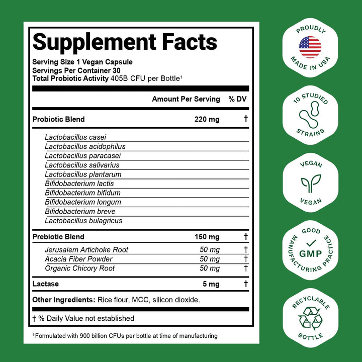 Multi Strain Probiotic for Men and Women with 60 Billion CFU - Probiotics Digestive Health to Support Gut Health, Prebiotics & Probiotic for Men's Digestive and Immune Health, 30 Probiotics Capsules