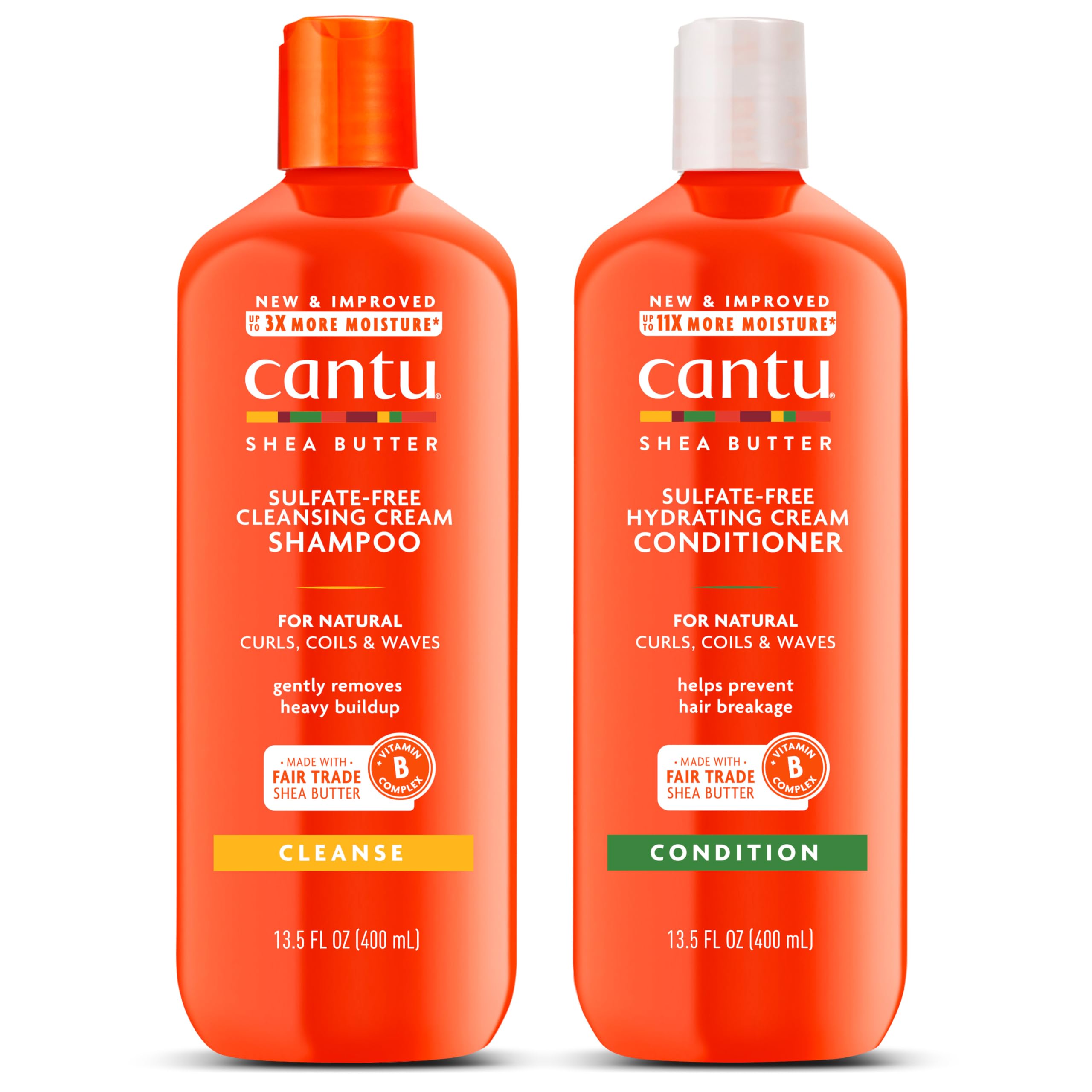 Cantu Sulfate-Free Cream Shampoo & Conditioner Bundle, 13.5 Fl Oz (Pack of 2)