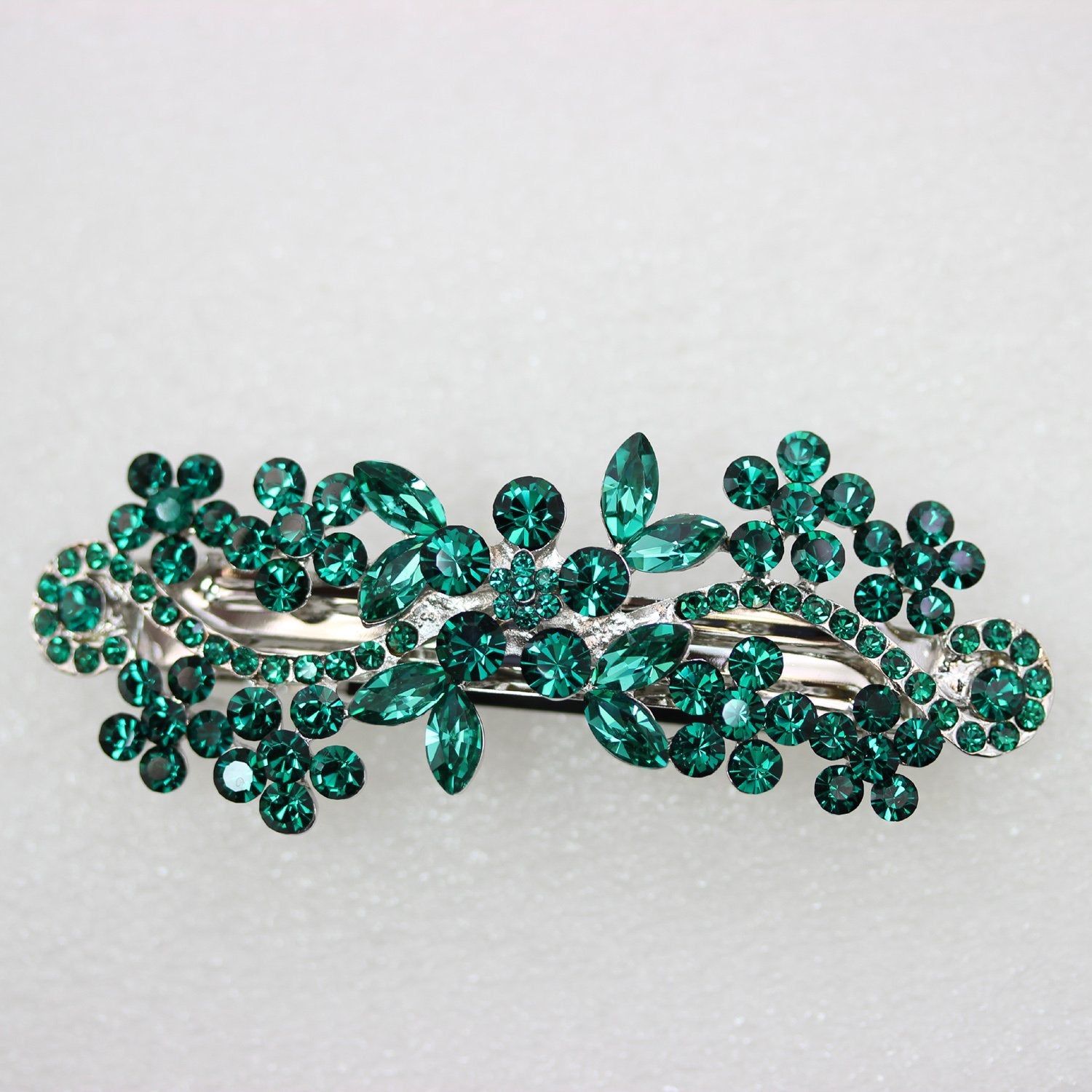 Faship Gorgeous Emerald Green Crystal Hair Barrette Clip