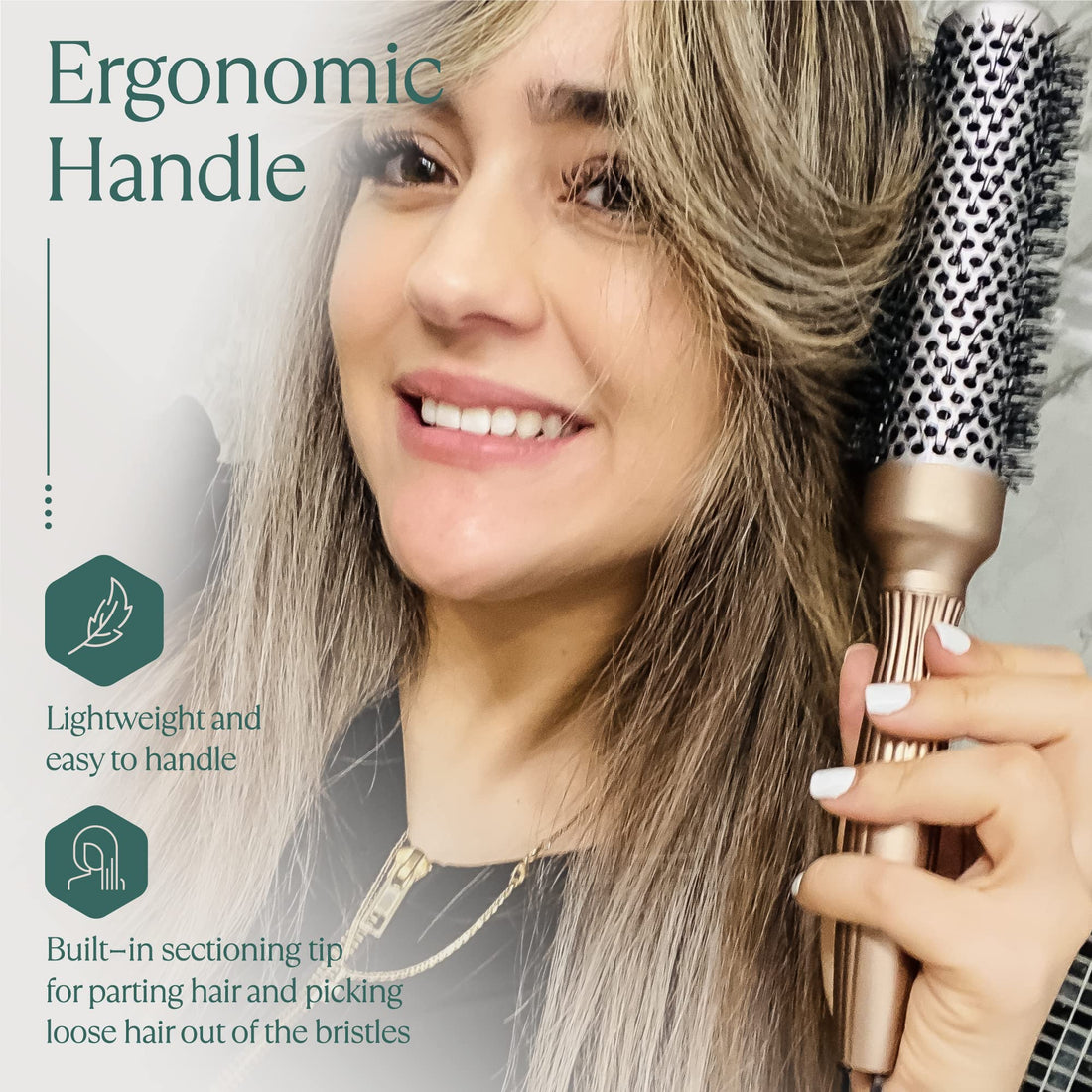 Professional Round Brush for Blow Drying 1.7 Inch – 25% Faster Dry Time - Ceramic Ionic Brush for Precise Styling & Volume – Hairbrush Adds Wave & Enhances Shine for Men & Women