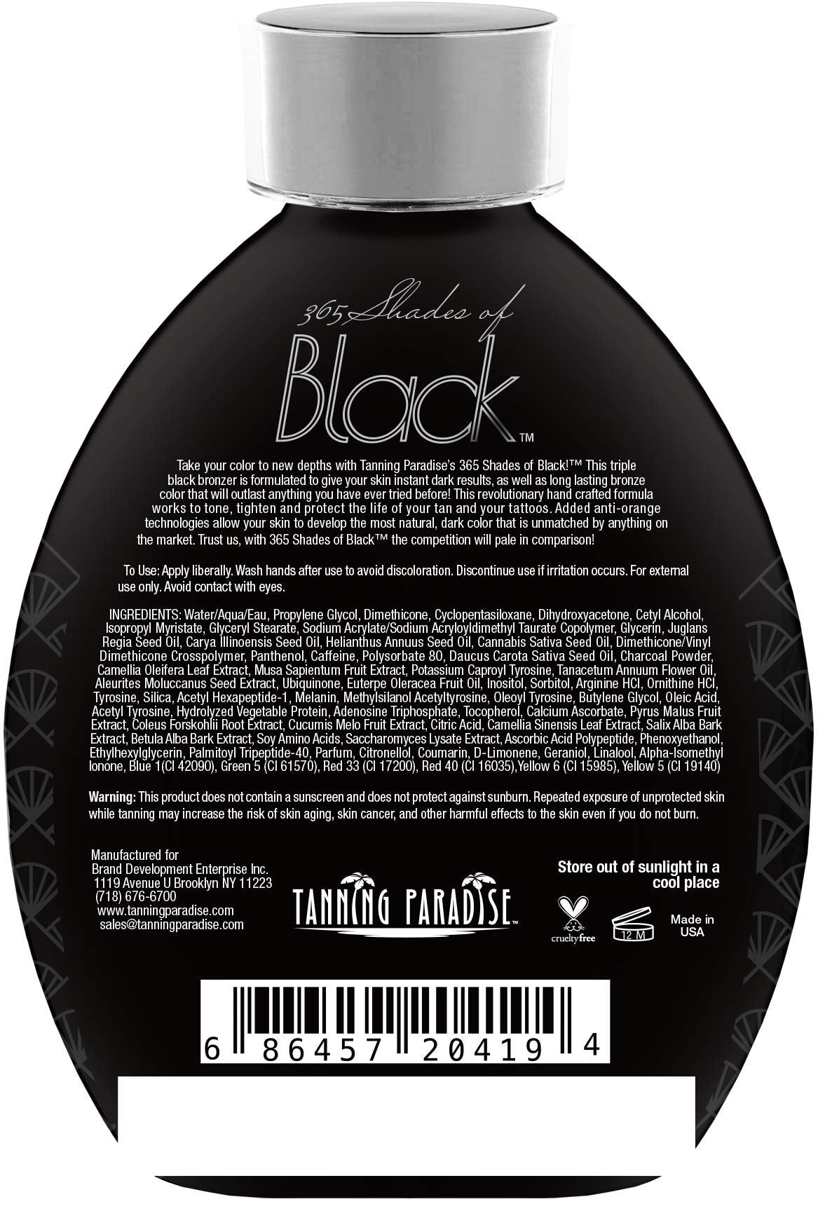 Tanning Paradise 365 Shades of Black, Triple Black Bronzing | Skin Detoxifiers, Toning & Firming Tanning Lotion 13.5oz