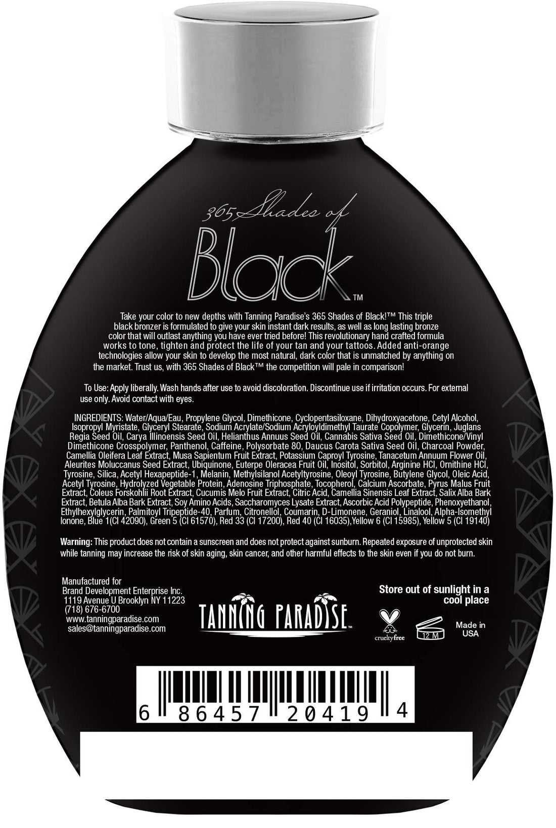 Tanning Paradise 365 Shades of Black, Triple Black Bronzing | Skin Detoxifiers, Toning & Firming Tanning Lotion 13.5oz