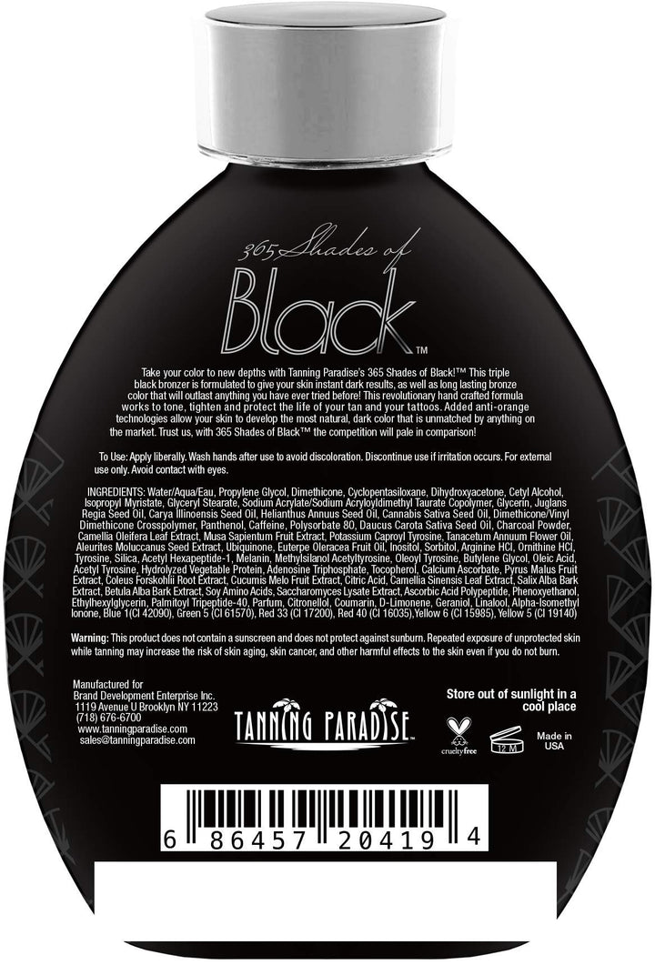 Tanning Paradise 365 Shades of Black, Triple Black Bronzing | Skin Detoxifiers, Toning & Firming Tanning Lotion 13.5oz