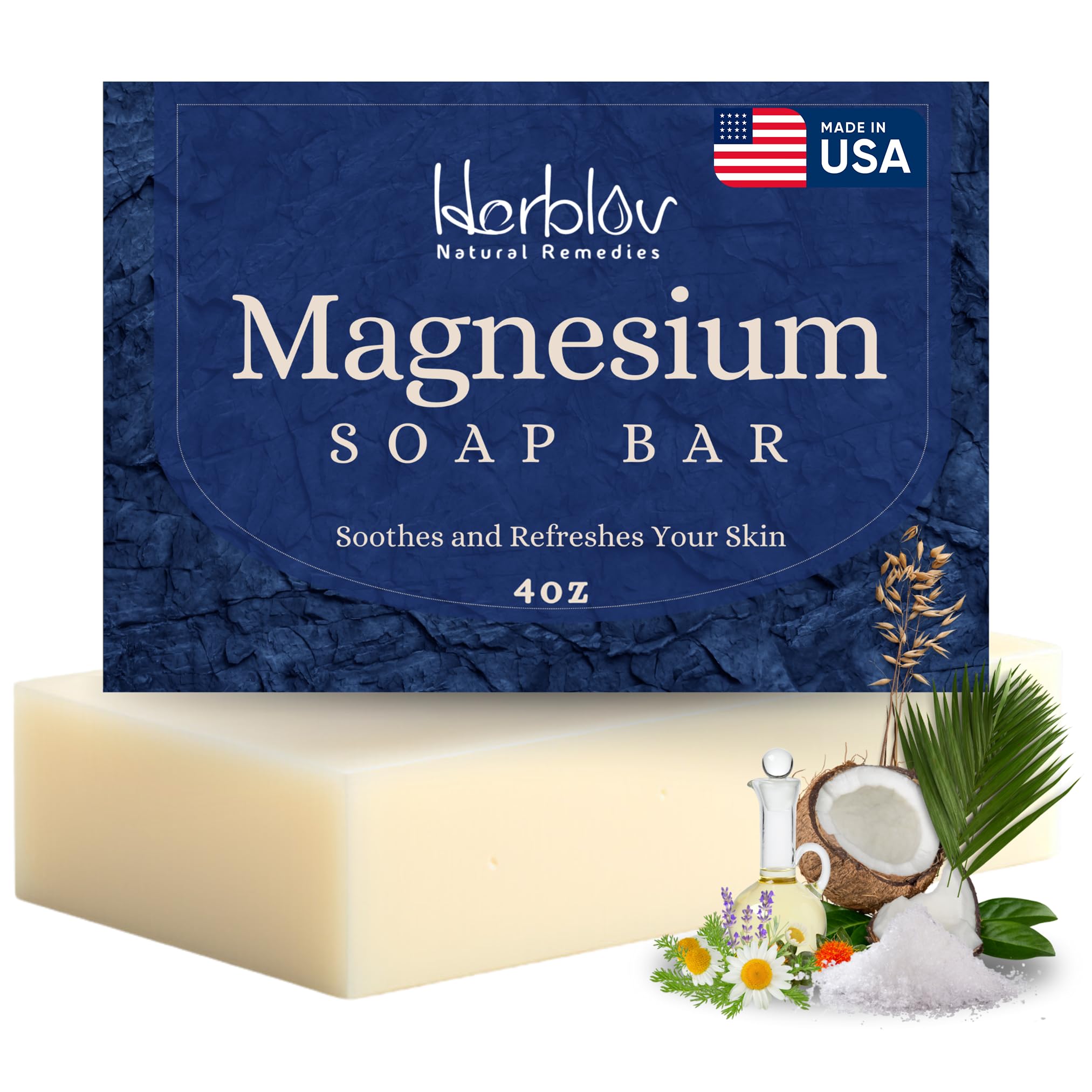 Dead Sea Magnesium Soap Bar – Deep Cleansing, Moisturizing Body Soap for Dry Itchy and All Skin Types – Shower Soap Soothes Muscles and Joints – All-Natural Exfoliating Face and Body Wash Made in USA