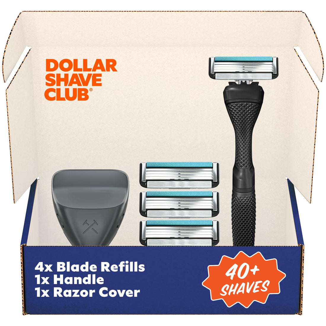 Dollar Shave Club | Travel Shave Set | 4 Swift Rinse Refill Cartridges, 1 Handle, 1 Razor Cover