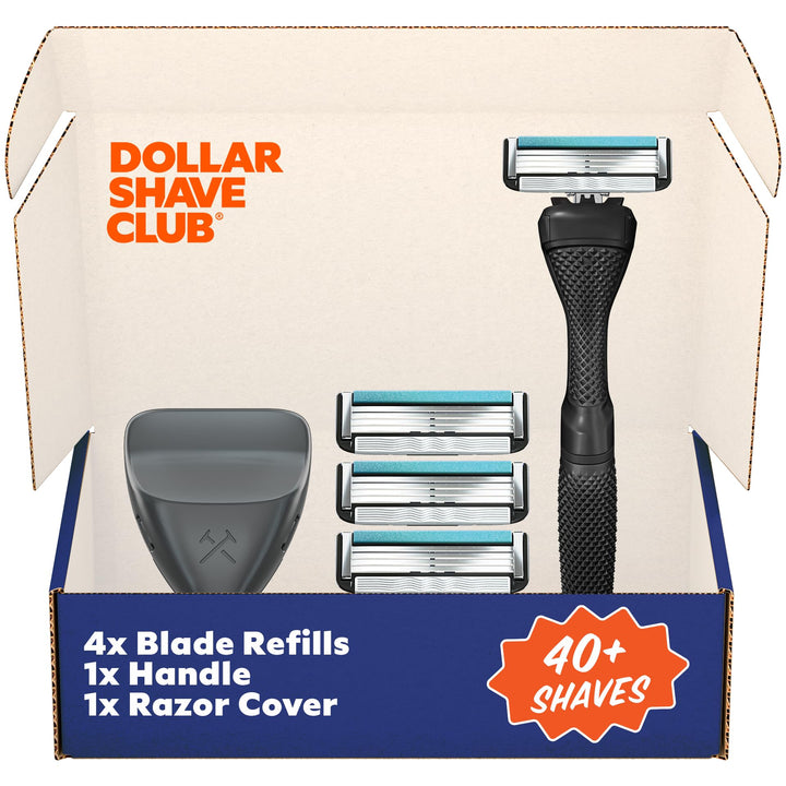 Dollar Shave Club | Travel Shave Set | 4 Swift Rinse Refill Cartridges, 1 Handle, 1 Razor Cover