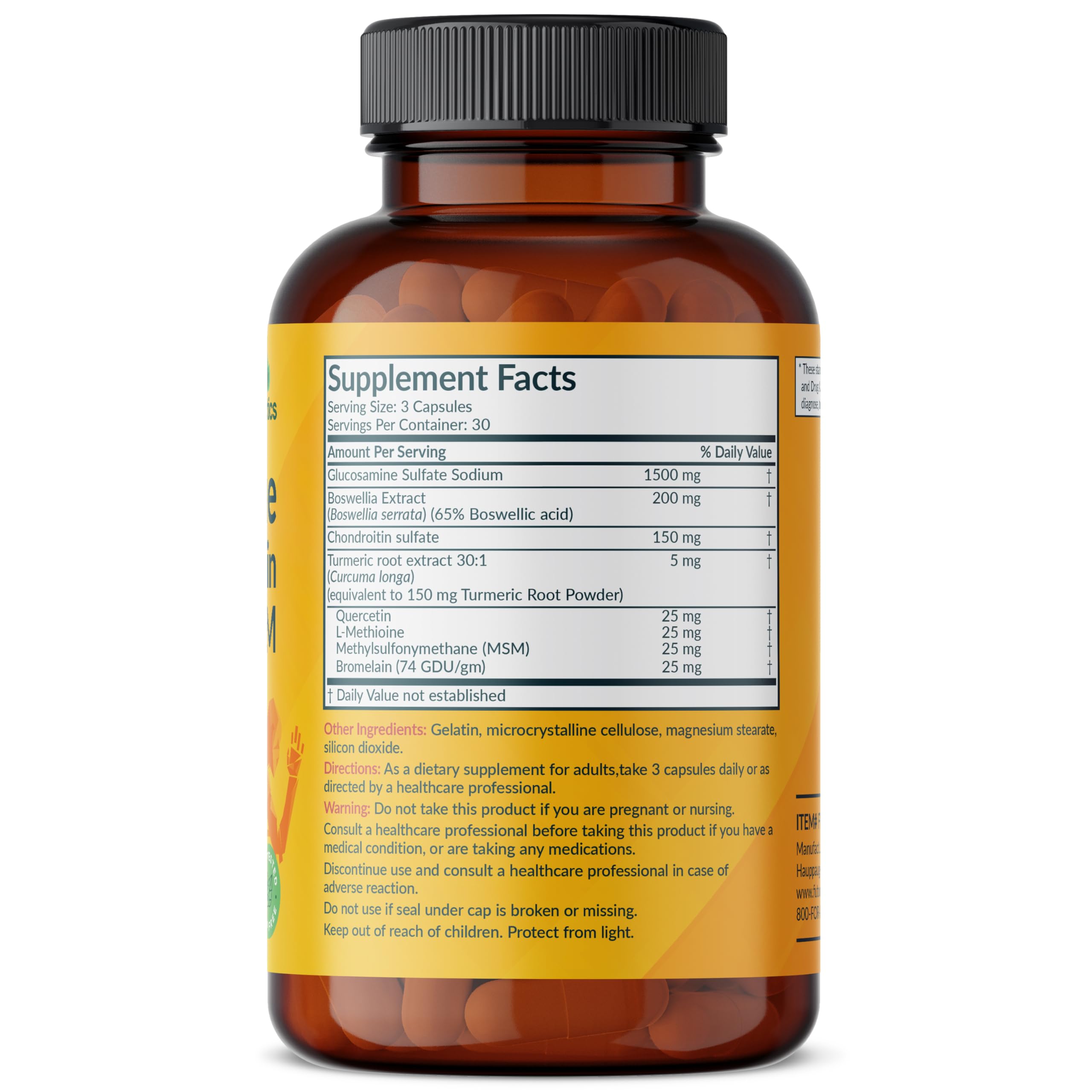 Futurebiotics Glucosamine Chondroitin Turmeric & MSM Advanced Joint Formula, Supports Healthy Joints & Mobility - Non-GMO, 90 Capsules