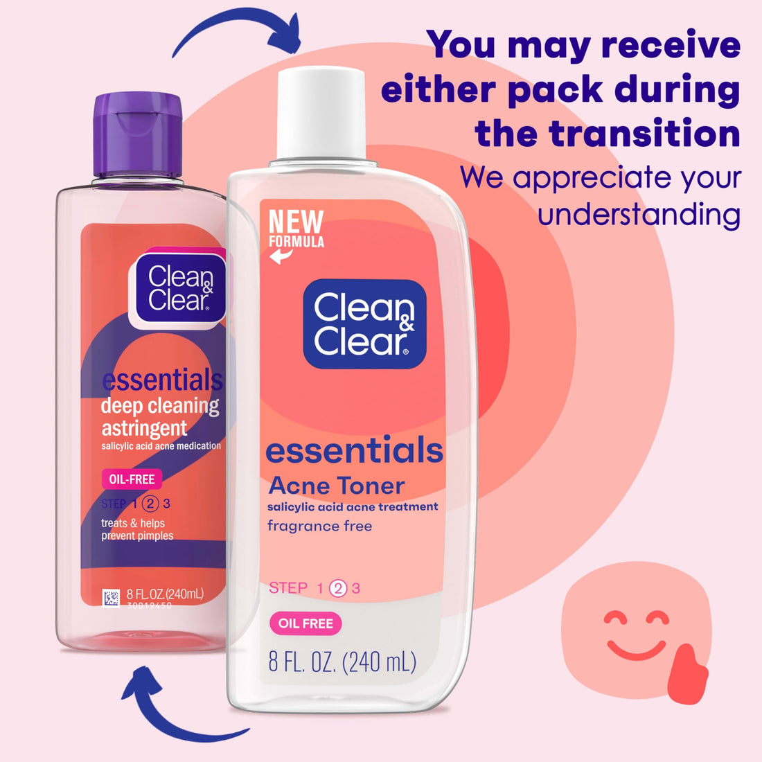 Clean & Clear Essentials Oil-Free Acne Toner, 2% Salicylic Acid Acne Treatment, Gentle Facial Toner for Pimples Cleanses Pores to Clear & Remove Blackheads, Fragrance Free, 8 fl. oz