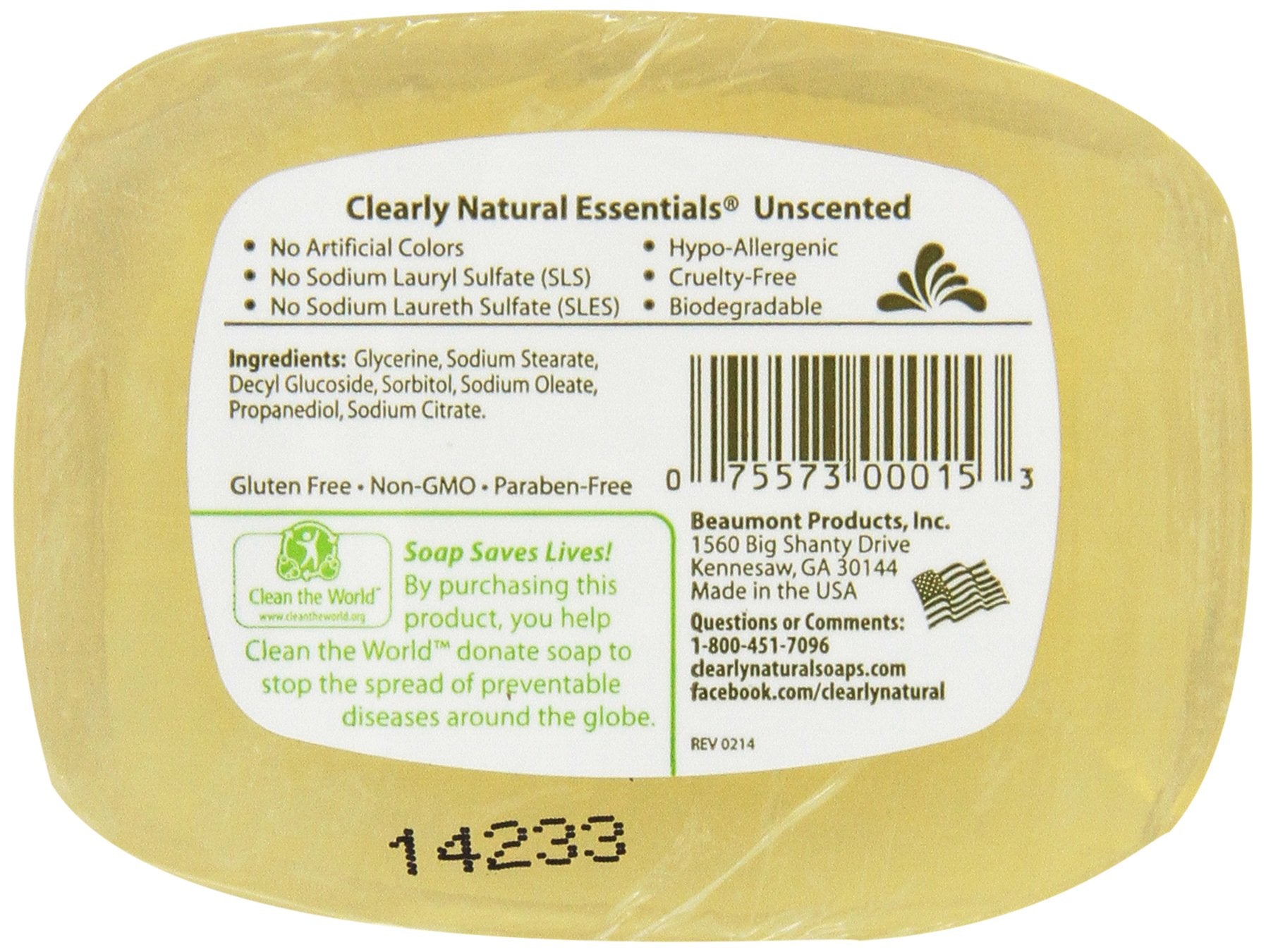 Clearly Natural: Glycerine Soap, Unscented 4 oz (4 pack)