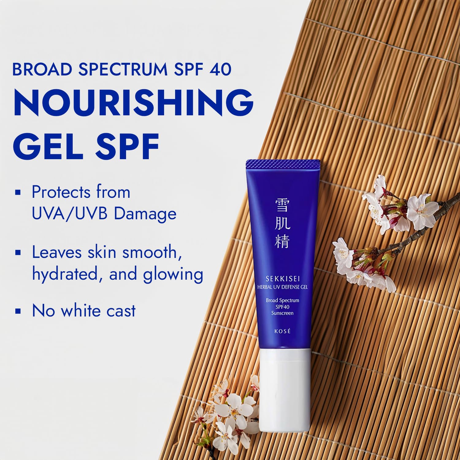 SEKKISEI Herbal UV Defense Gel for Face Broad Spectrum Sunscreen, SPF40, 1 Ounce