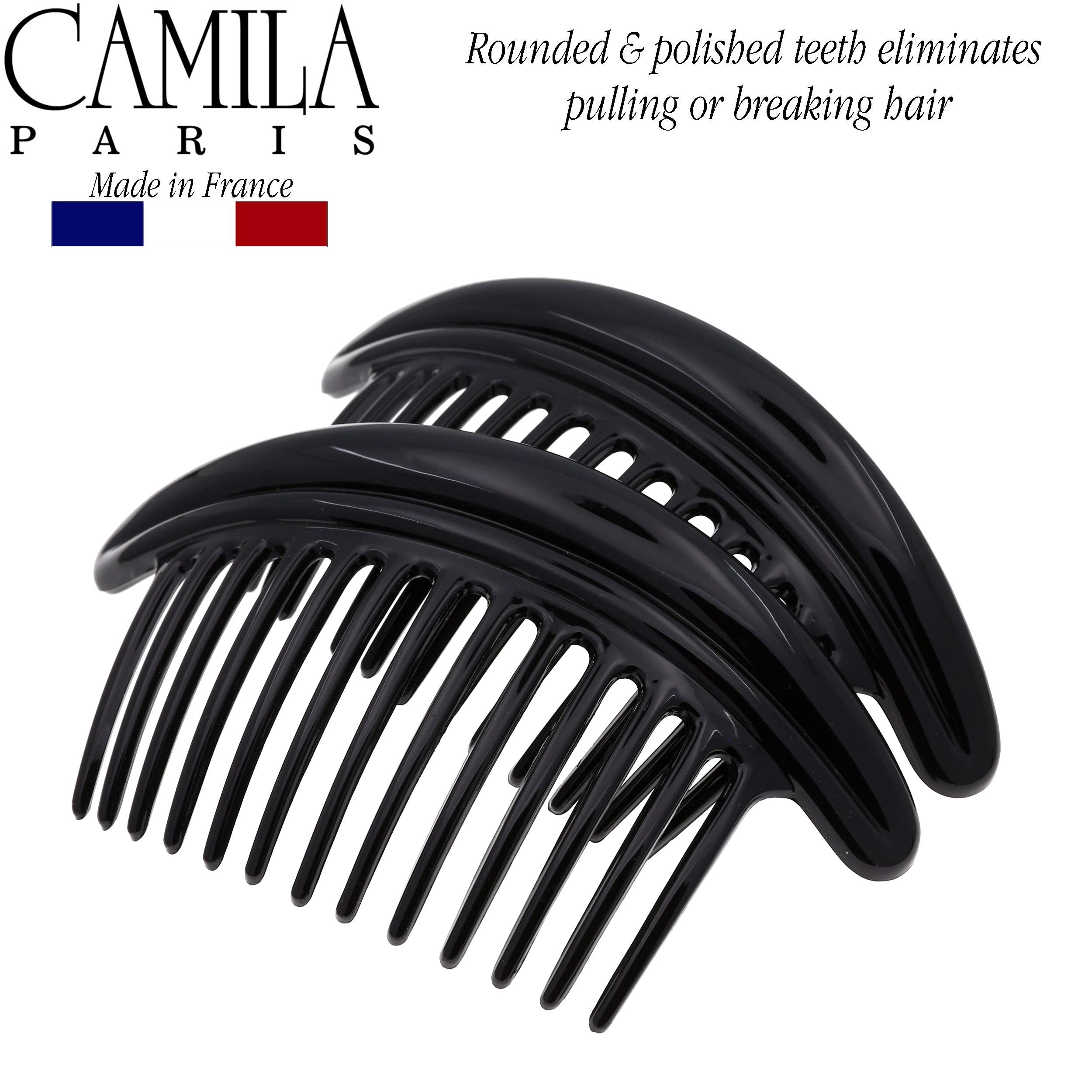 Camila Paris French Hair Side Combs, Strong Hold Grip Hair Clips for Women, No Slip and Durable Styling Girls Hair Accessories, Made in France with Cellulose