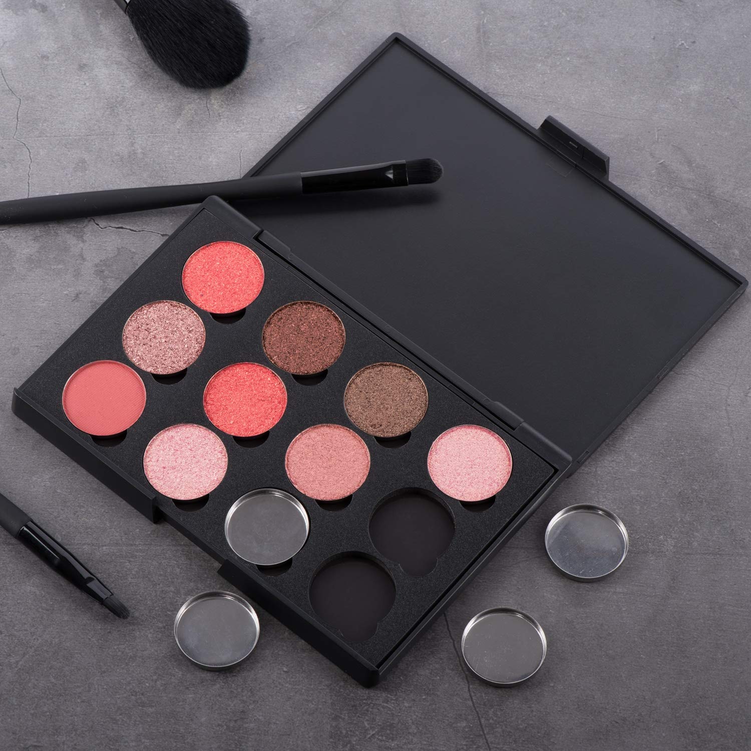 allwon empty magnetic eyeshadow makeup palette with 12pcs 26mm round metal pans