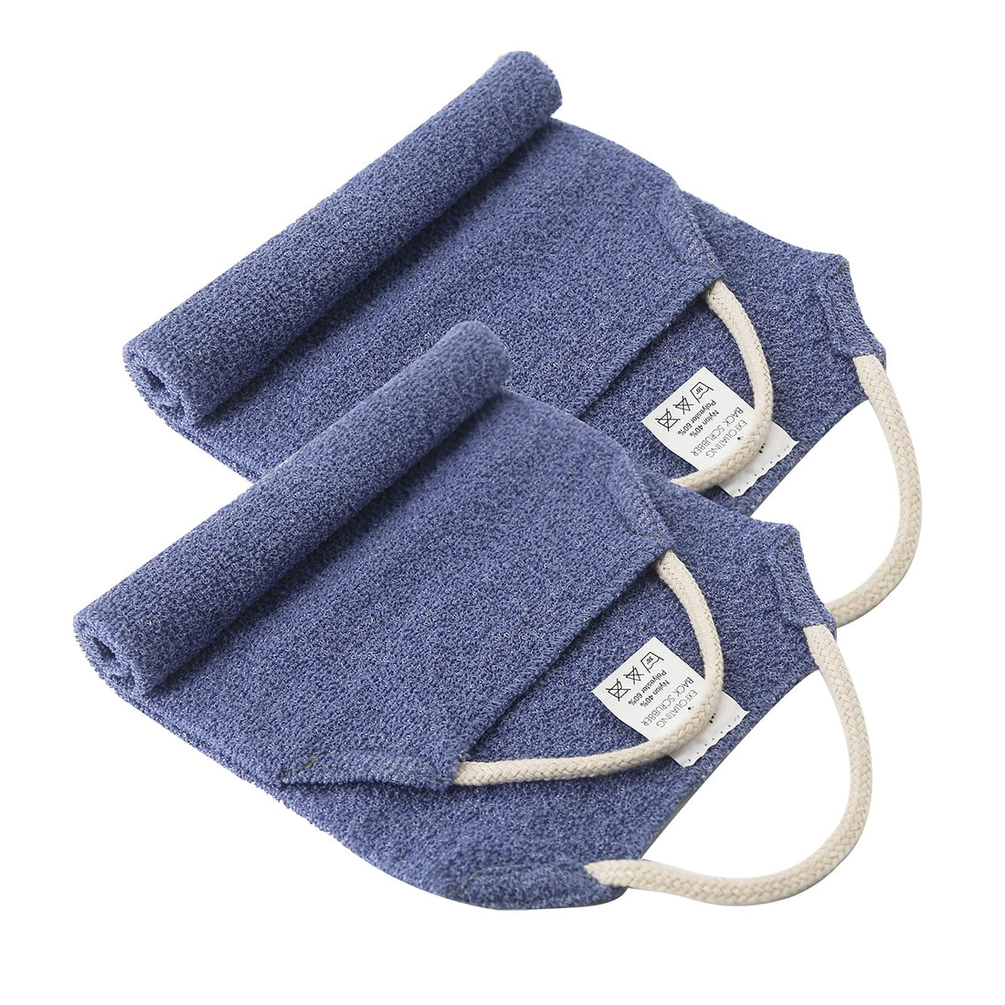 EvridWear Exfoliating Back Scrubber with Handles Two Sides for Body Shower Deep Cleans Skin Massages Invigorating Blood Circulation Men Women One Size (2 Pack Blue)