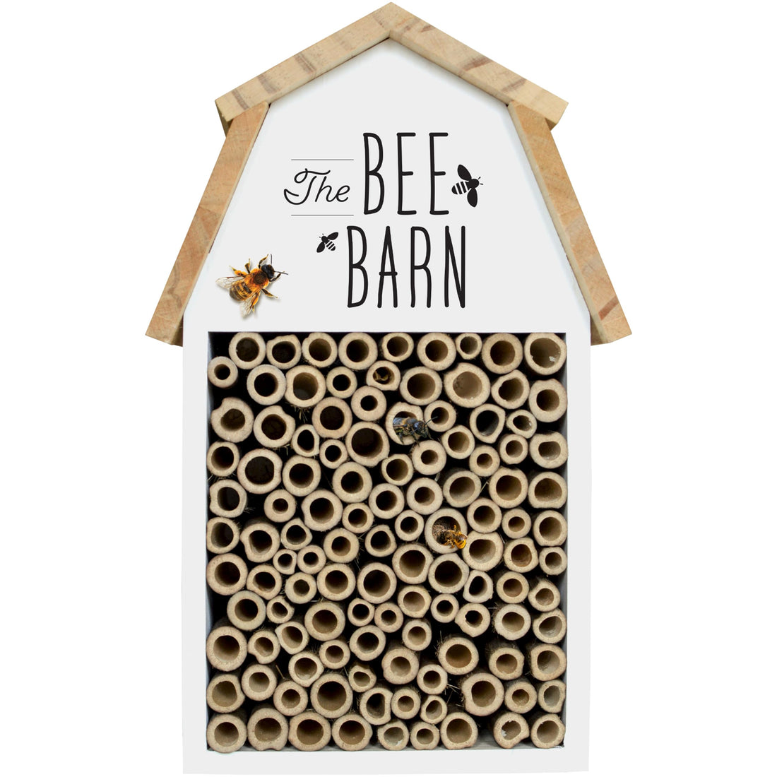 Nature's Way Wooden Bee House for Outdoor Décor, Beneficial Insects and Pollinators, Mason Bee, Leafcutter Bee, White