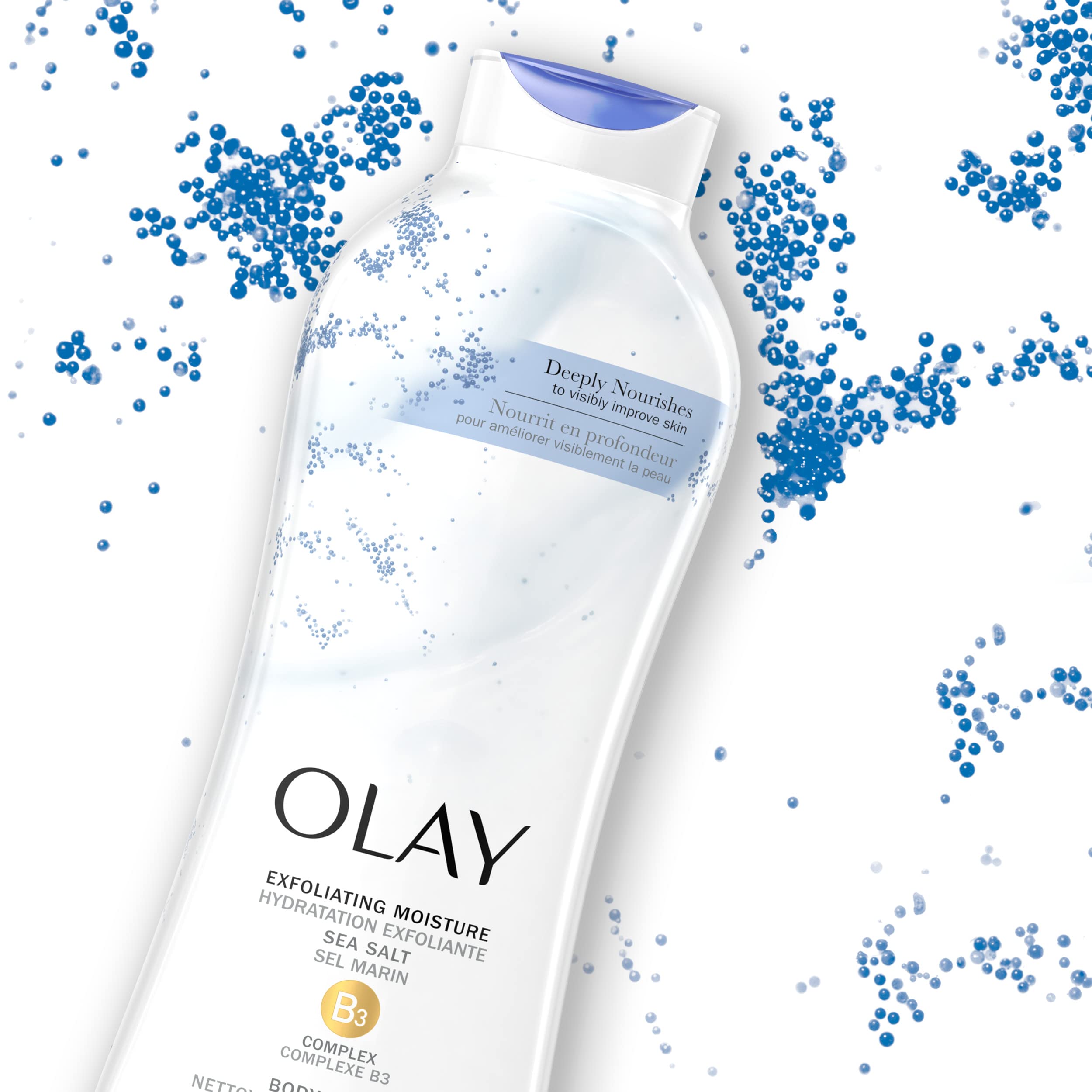 Daily Exfoliating With Sea Salts : Olay Daily Exfoliating with Sea Salts Body Wash, 22 oz, (4 Count)