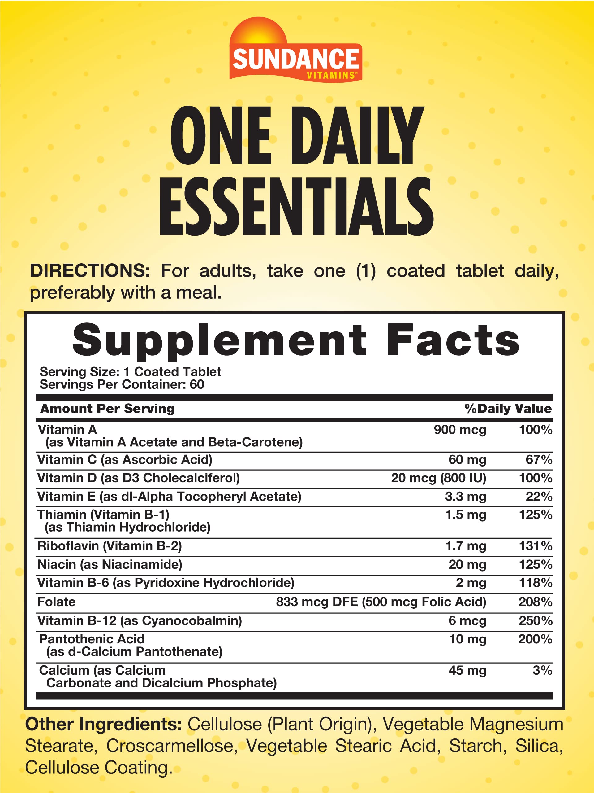 Sundance Daily Multivitamin for Adults | 60 Tablets | High Potency Formula | Non-GMO, Gluten Free Supplement