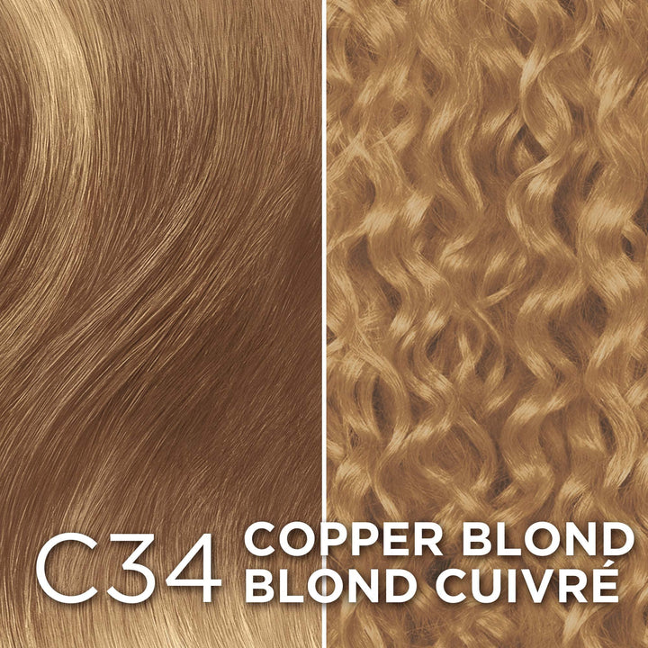 L’Oréal Paris Excellence Crème Permanent Hair Color, C34 Copper Blonde, 100% Grey Coverage, Hair Dye, 1 EA (Packaging May Vary)
