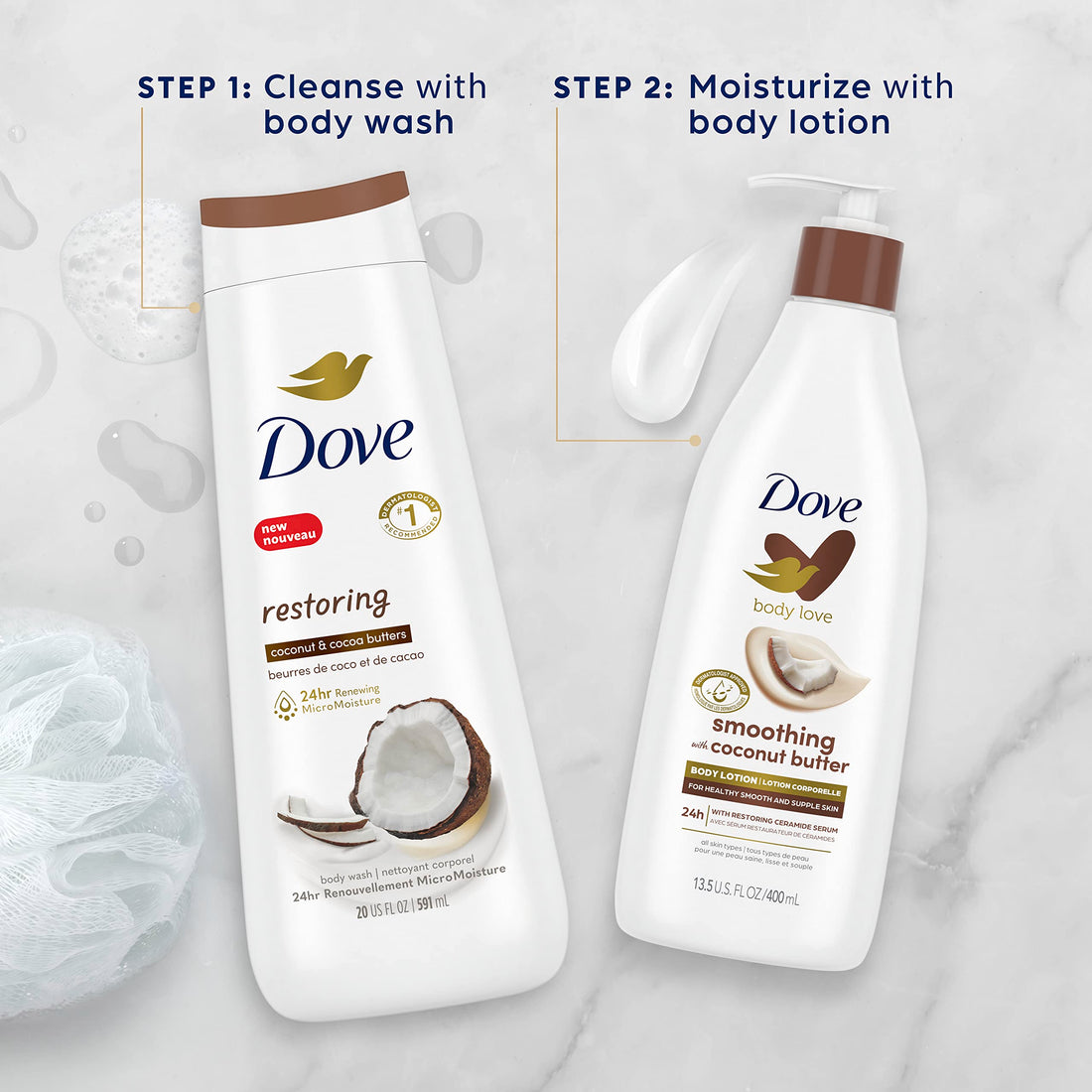 Dove Body Love Smoothing Body Lotion Coconut Oil & Cocoa Butter 3 Count for Healthy, Smooth, Supple Skin Lotion for Dry Skin with Restoring Ceramide Serum 13.5 oz