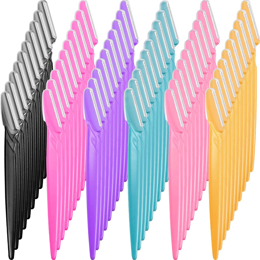 60 Pieces Eyebrow Razor Shaper Trimmer Shaver Women Facial Razor with Precision Cover (Pink, Blue,Yellow, Rose Red, Purple, Black)